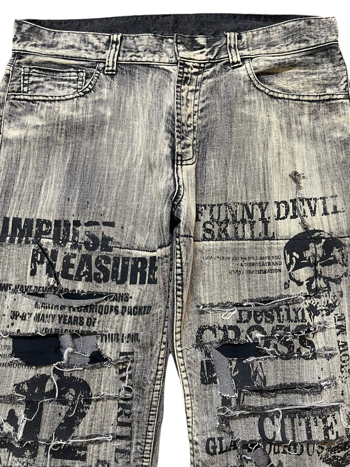 If Six Was Nine Vintage Japanese Brand Punk Skull Distressed Wide Leg Jeans Size US 34 / EU 50 - 3 Thumbnail