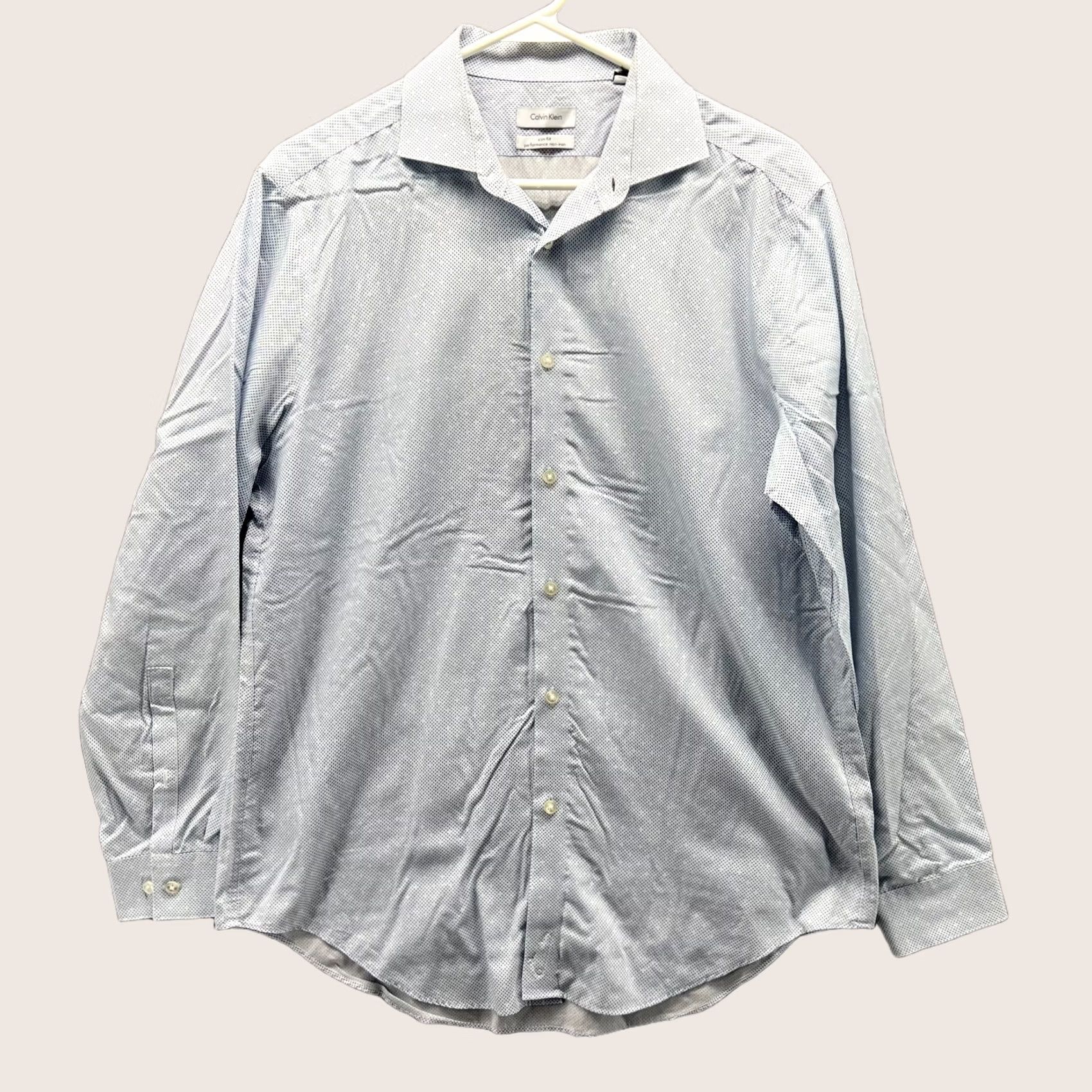Calvin Klein Calvin Klein Shirt Mens Large Blue Button Down Slim Performance Arrow Print Shirt Size US L / EU 52-54 / 3 - 1 Thumbnail