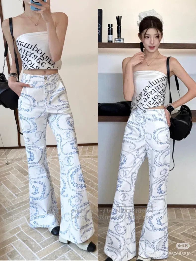 Chanel Chanel White printed jeans Size 25" / US 0 / IT 36 - 4 Thumbnail
