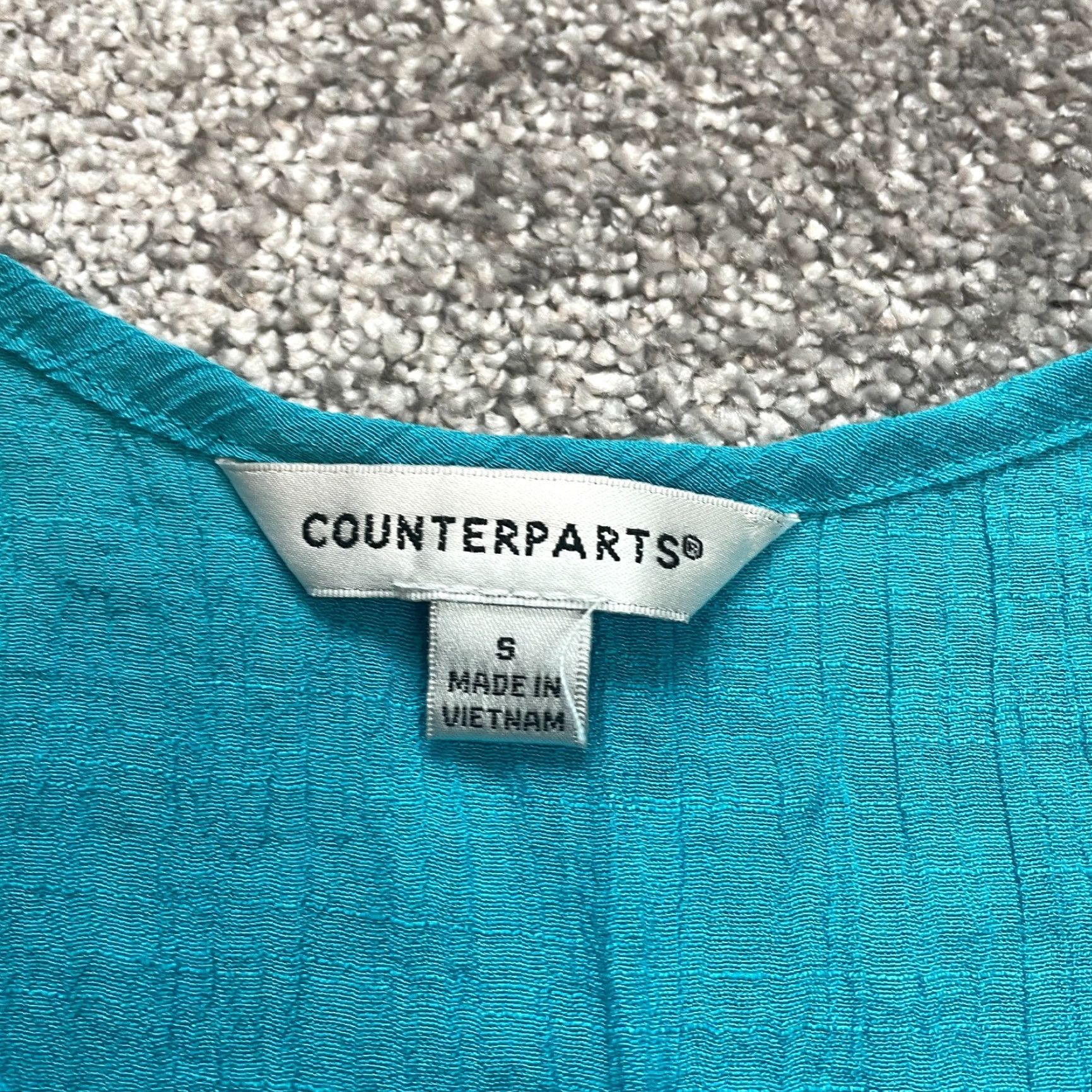 Vintage Counterparts Blouse Shirt Womens S Light Blue Long Sleeve Flare Collar Button Knit Top Size S / US 4 / IT 40 - 3 Thumbnail