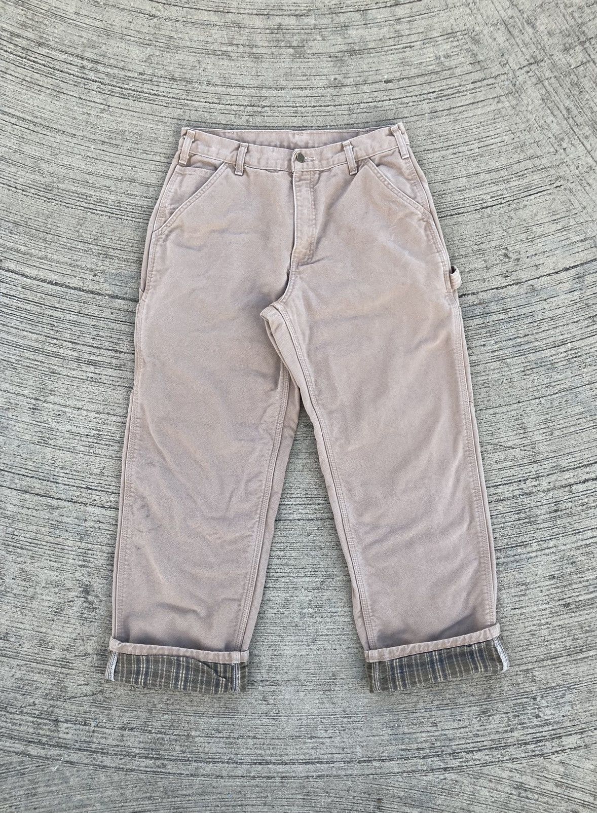 image of Saddle Fleece-Lined Carhartt Pants Tan Carhartt Pants B111, Men's (Size 32)