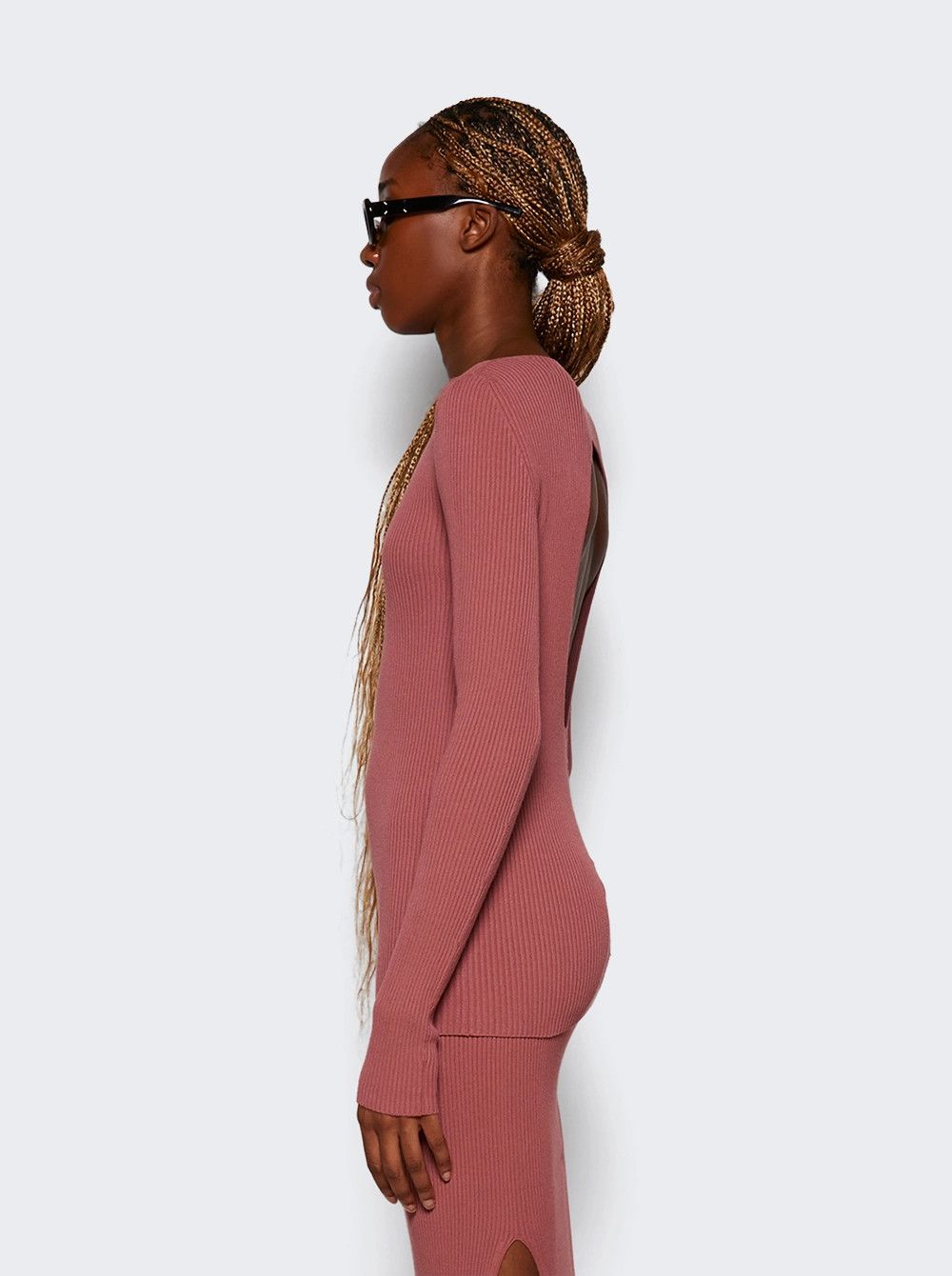 Rick Owens o1mle0426 Cutout Ribbed Top in Pink Size XS / US 0-2 / IT 36-38 - 4 Thumbnail