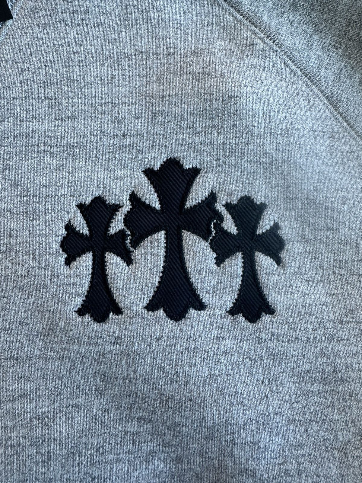 Chrome Hearts 🔥Chrome Hearts Grey Crewneck with Black Nylon Cross Patches🔥 Size US L / EU 52-54 / 3 - 3 Thumbnail