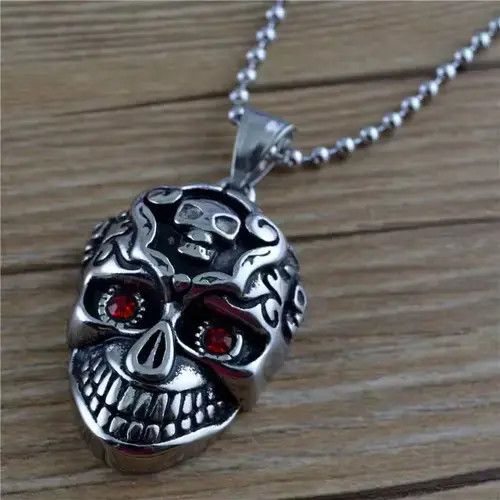 Jewelry Rock Punk Skull Necklace Size ONE SIZE - 3 Thumbnail