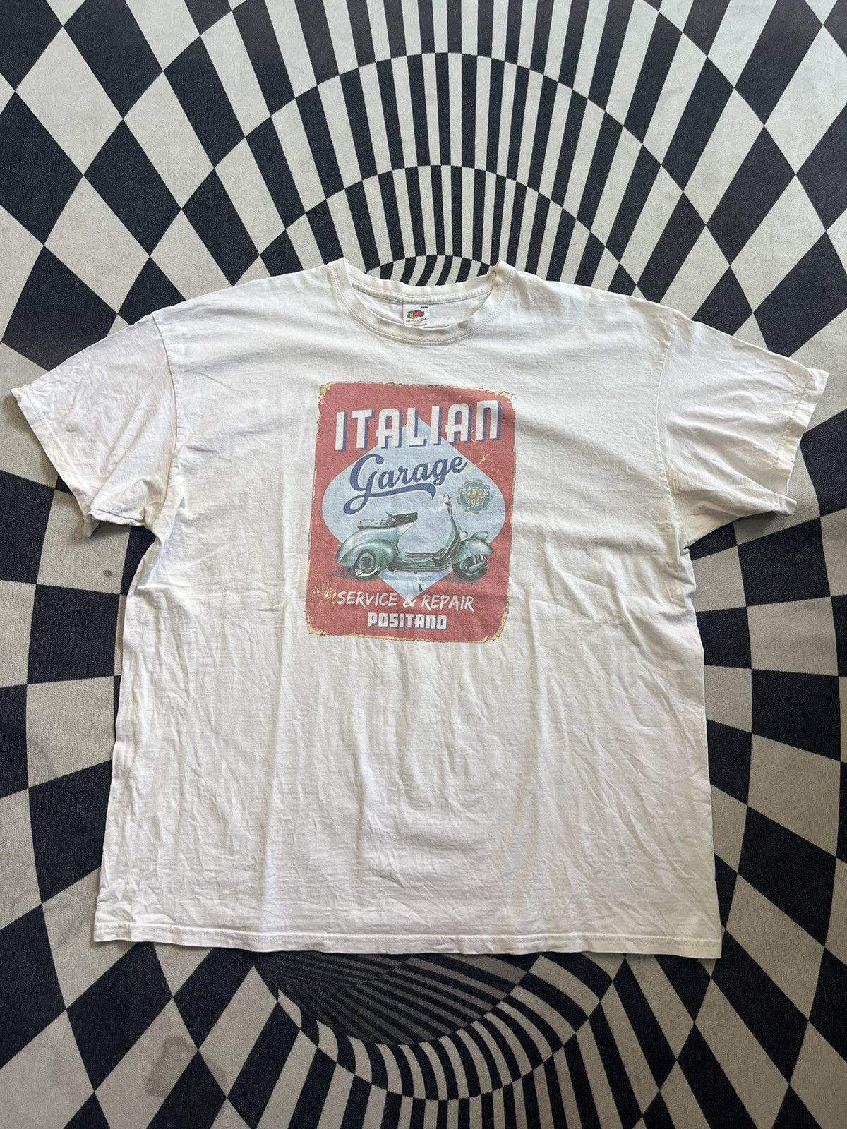 Vintage Vtg ITALIAN Garage Vespa 1946’s S&R Positsno 00’s Tshirt Size US XXL / EU 58 / 5 - 3 Thumbnail