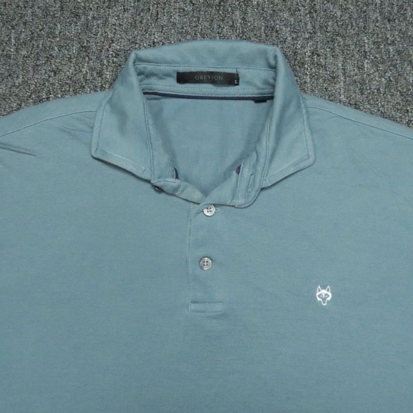 Vintage Greyson Polo Shirt Mens Large Blue Performance Polo Banff National Park Fields Ranch Size US L / EU 52-54 / 3 - 2 Thumbnail