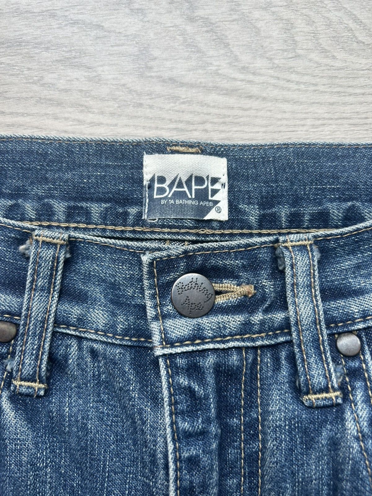 Bape Bape Denim ‘Ape Shall Never Kill Ape ‘ Spell Out [Size S] Size US 32 / EU 48 - 5 Thumbnail