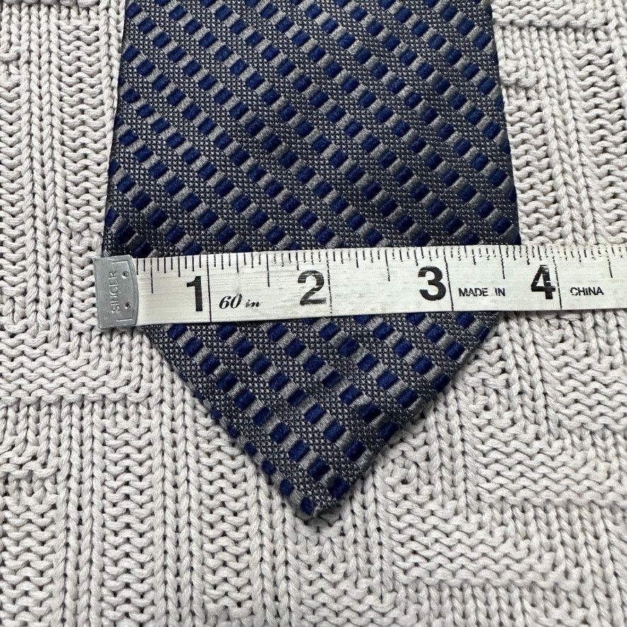 Faconnable Faconnable navy and silver woven basketweave silk tie Size ONE SIZE - 5 Thumbnail