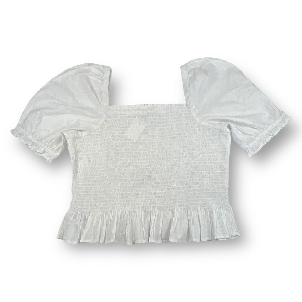 Other J. Crew Smocked Puff Sleeve Ruffle Top Size Large Size L / US 10 / IT 46 - 4 Thumbnail