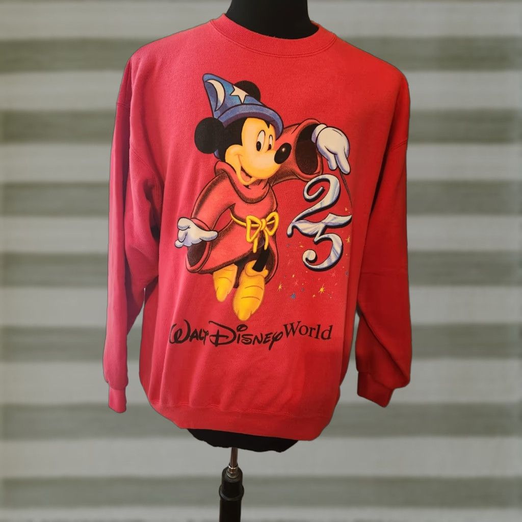 Disney VTG Walt Disney World 25th Anniversary Mickey Inc Crewneck Sweatshirt Size Large Red Cotton Blend Size US L / EU 52-54 / 3 - 1 Thumbnail