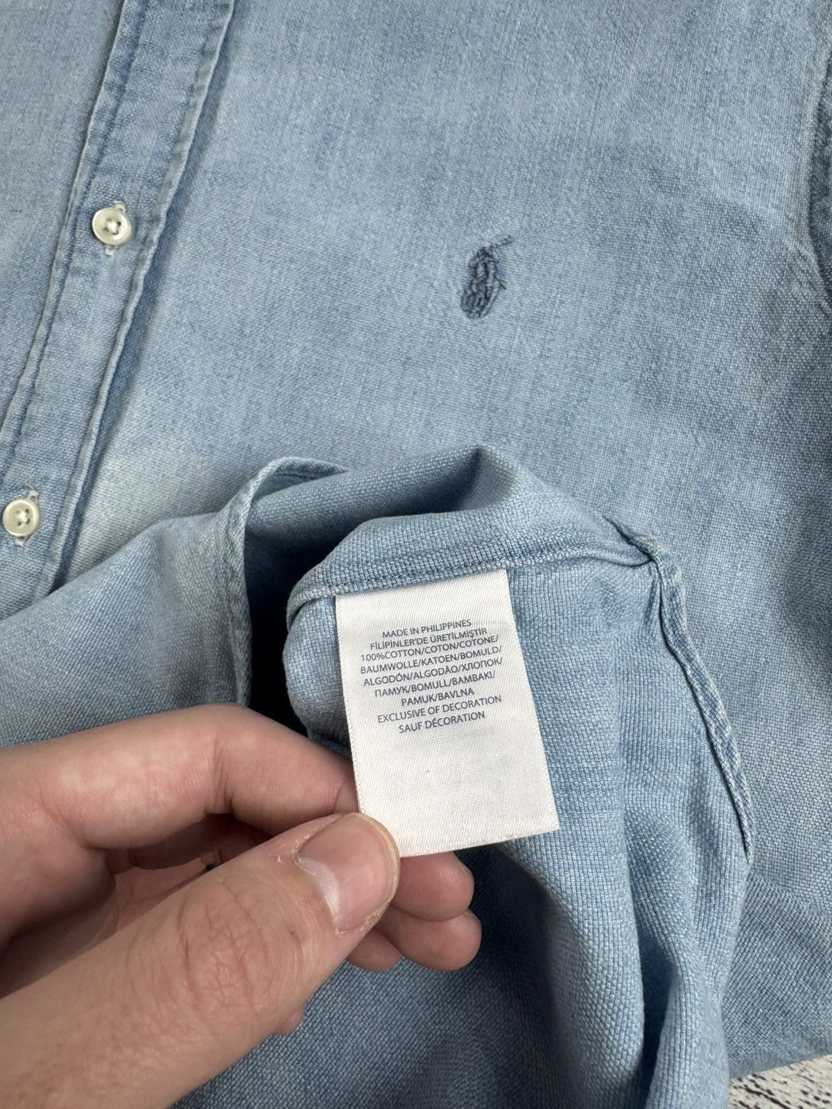 Polo Ralph Lauren Polo Ralph Lauren Denim Jeans Blank Button Shirt T Shirt Size US L / EU 52-54 / 3 - 14 Thumbnail