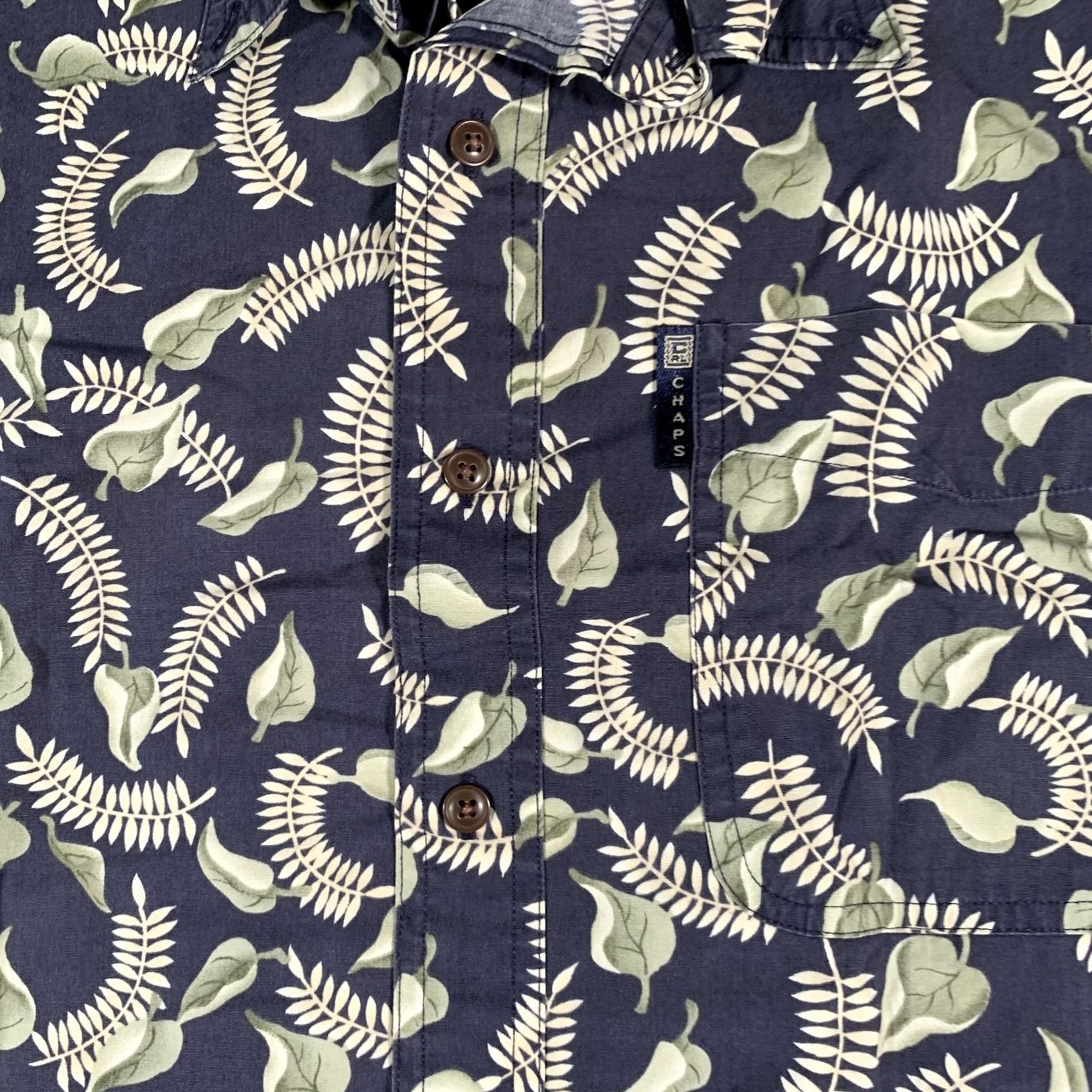 Ralph Lauren Chaps Ralph Lauren Shirt Mens L Blue Leaf Hawaiian Button Down Short Sleeve Collar Pocket Size US L / EU 52-54 / 3 - 4 Thumbnail