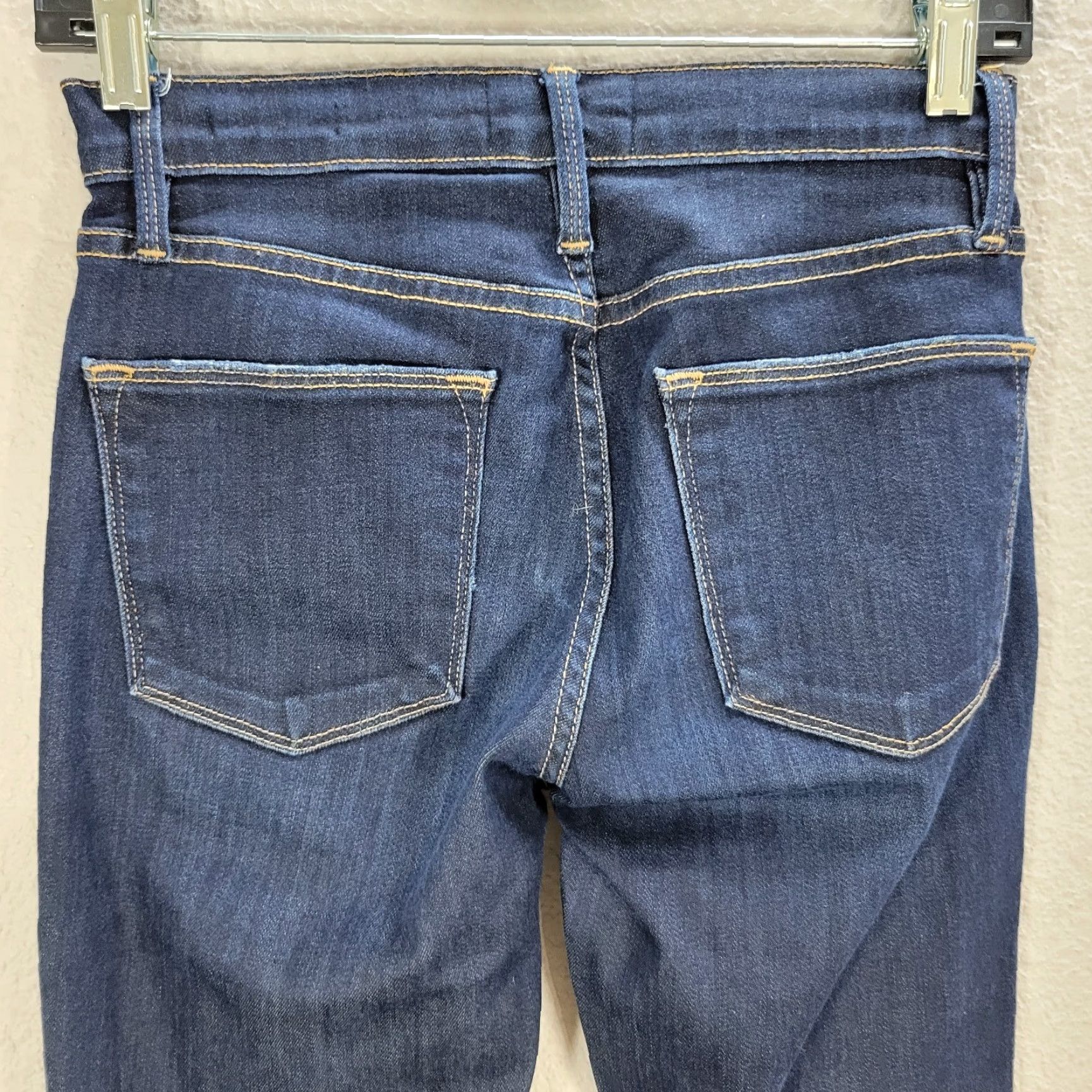 Frame FRAME Women's Jeans Le High Skinny Blue Ankle Slit Dark Wash Mid Rise 24 Size 42" / US 20 - 5 Thumbnail