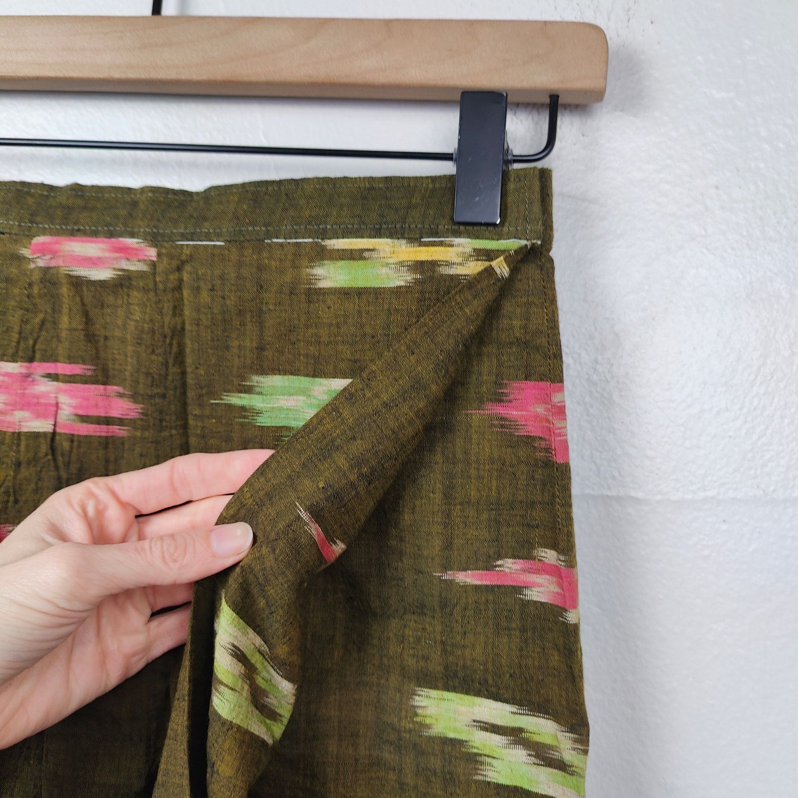 Other Vintage Unbranded Skirt Size XS Olive Green Tribal Geometric Size 26" / US 2 / IT 38 - 3 Thumbnail