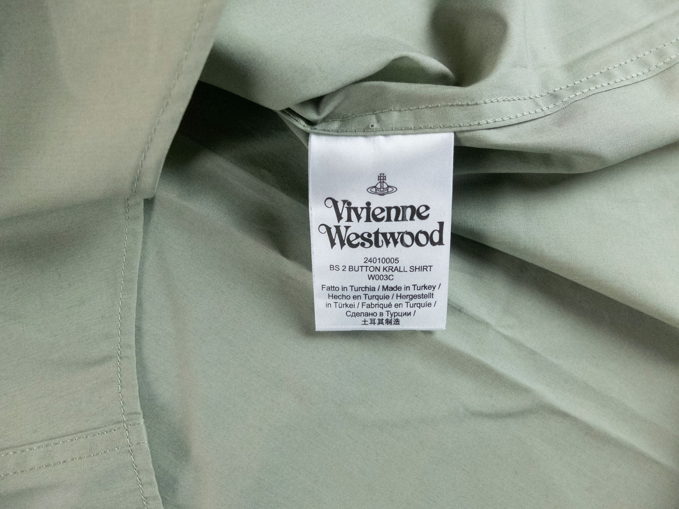 VIVIENNE WESTWOOD green small orb embroidered shirt Medium