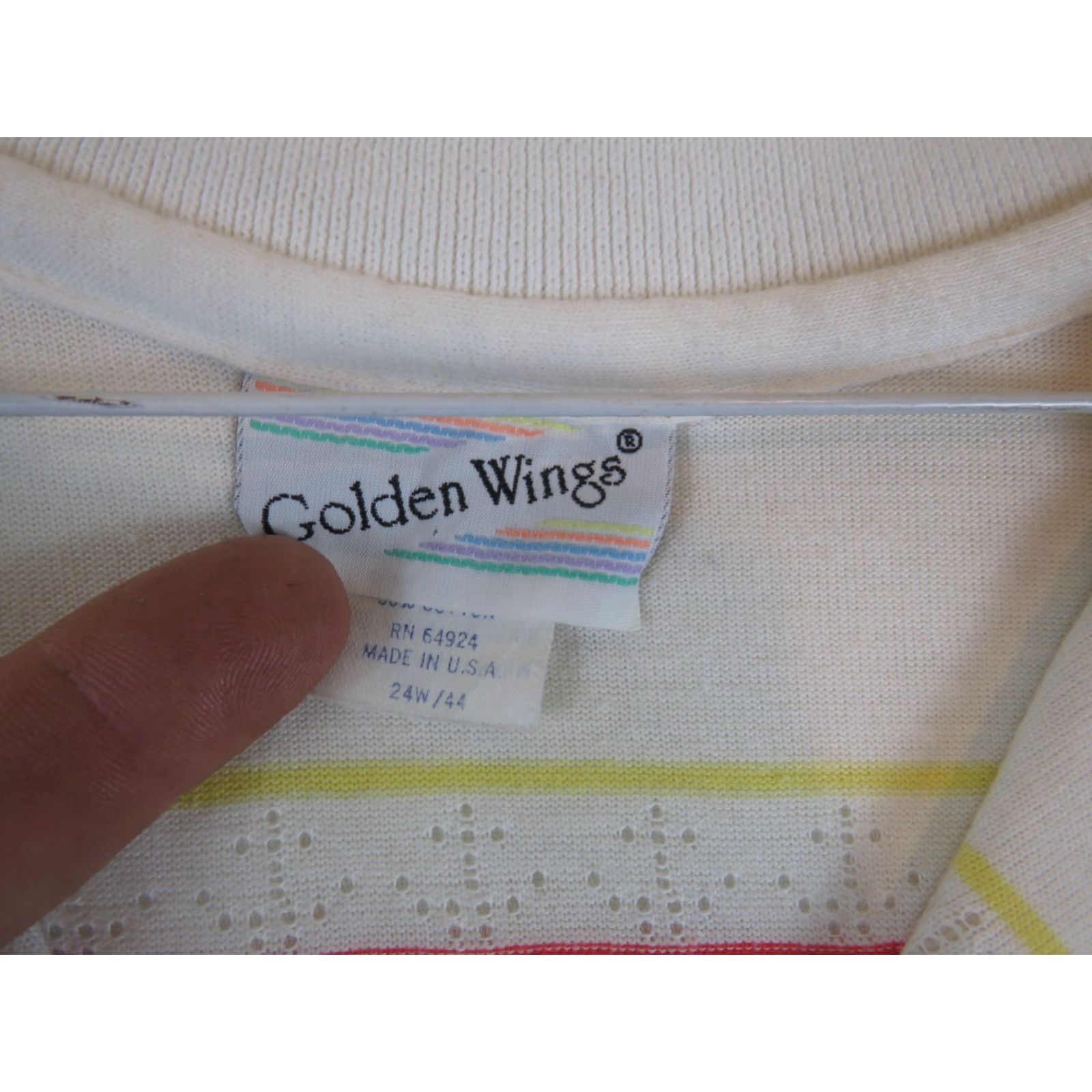 Vintage Vintage Golden Wings USA boating stripe sleeveless shirt Women's 24W Red 50s 60s 70s Blouse Shirt Size 4XL / US 24-26 - 4 Thumbnail