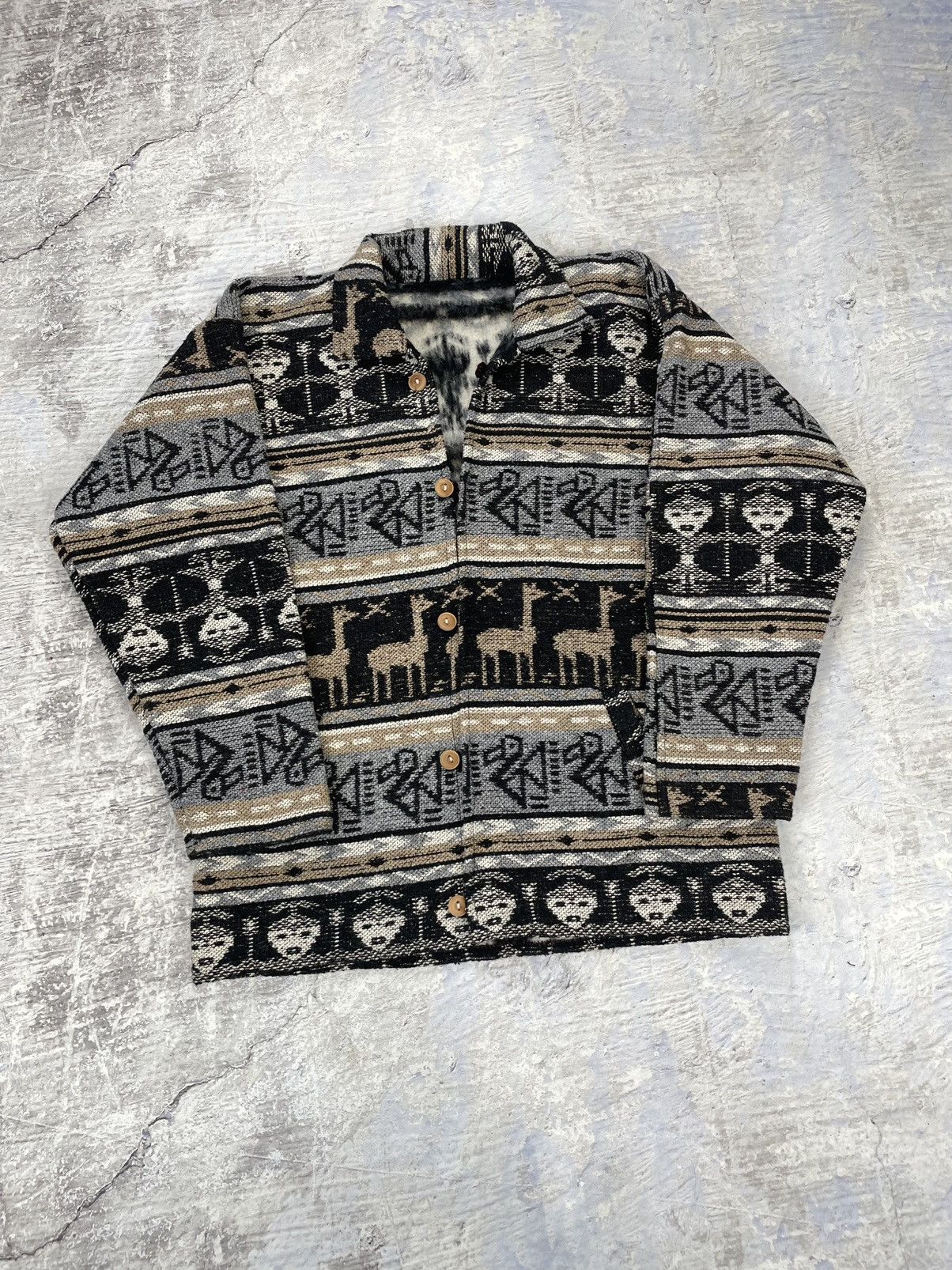 Designer × Handmade × Other Aztek Print navajo Alpaca wool canvas jacket mens Size US M / EU 48-50 / 2 - 1 Thumbnail