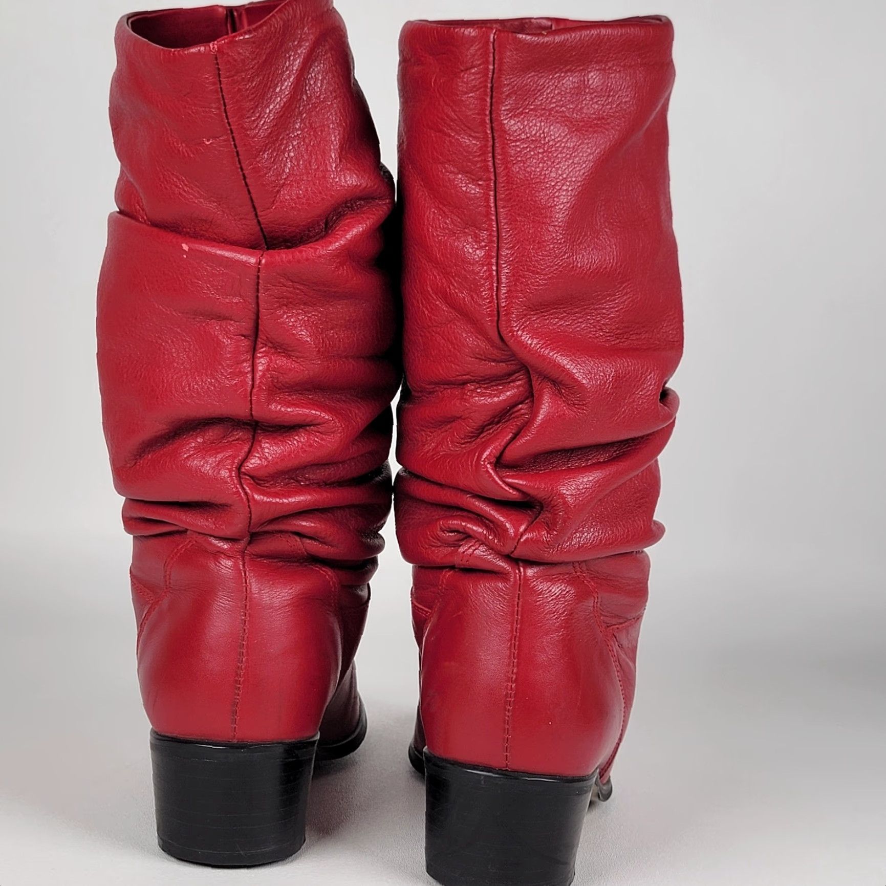 Vintage VINTAGE Hunt Club Leather Boots Women’s 6M Red Boot Slouch 80s Western Pinup Costume Leather, Riding Boot, Casual Womens Boots Size US 6 / IT 36 - 7 Thumbnail