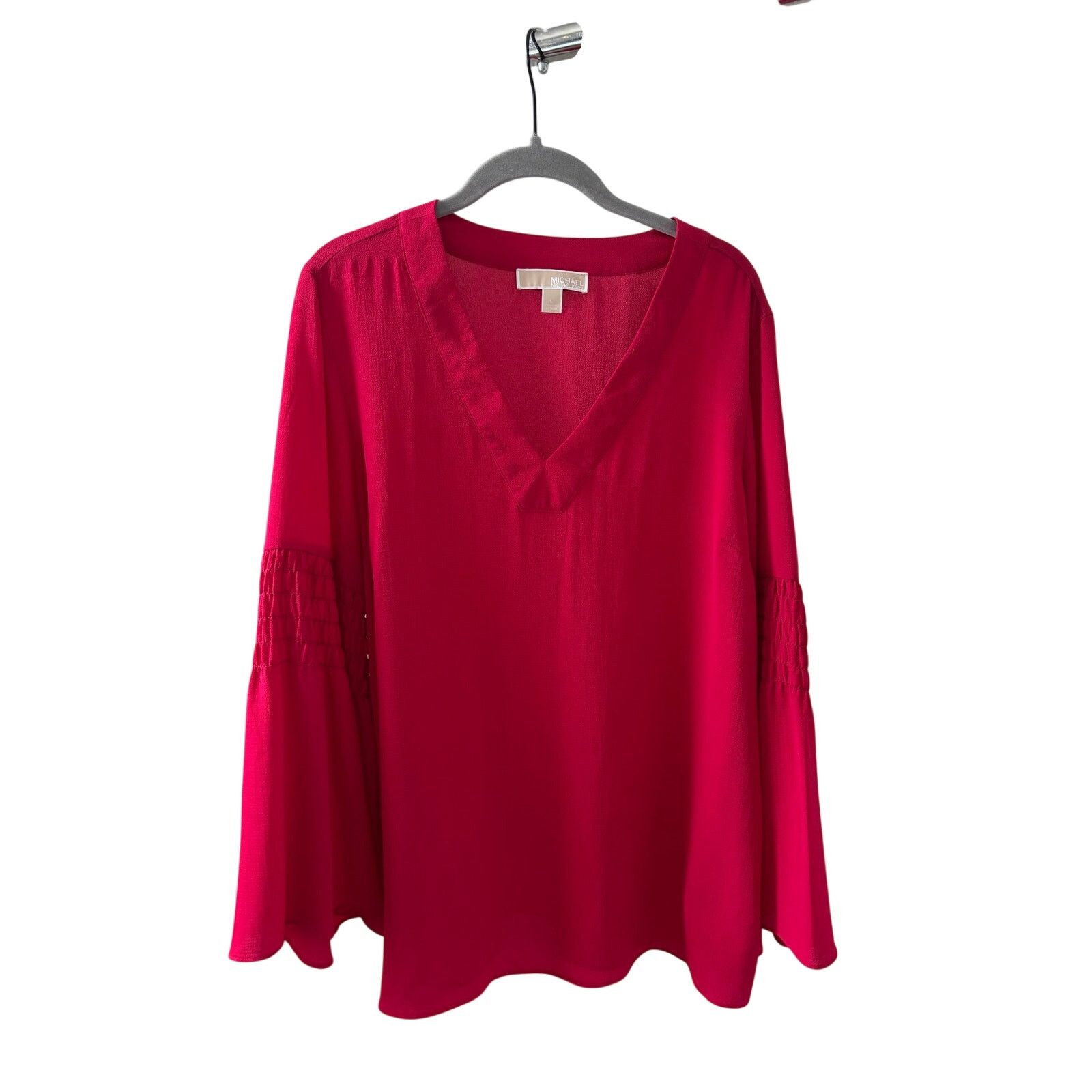 Michael Kors Michael Kors Red V-Neck Blouse Womens Large Long Sleeve Size L / US 10 / IT 46 - 3 Thumbnail
