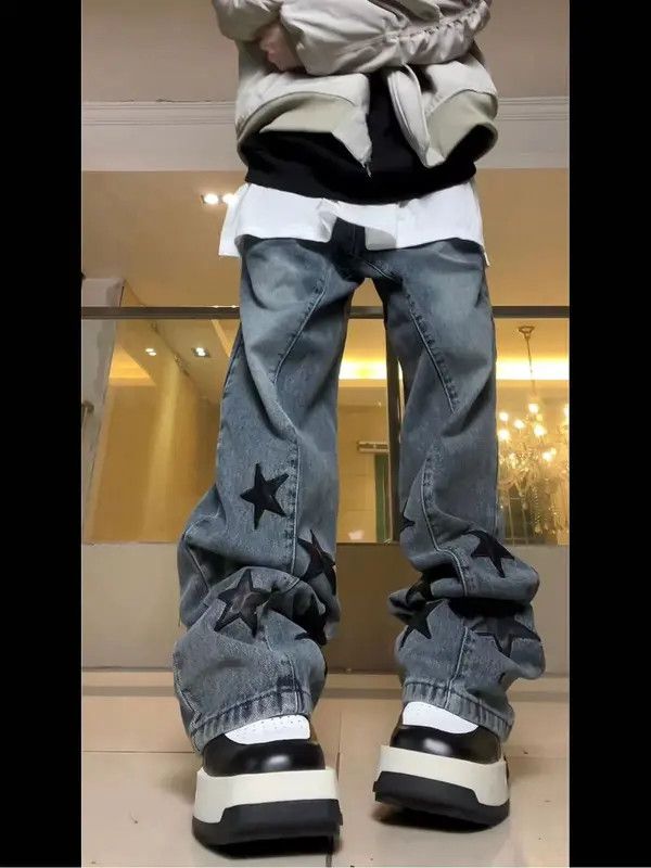 Japanese Brand VIBE Street hip-hop five-pointed star skinned bootcut jeans Size US 34 / EU 50 - 5 Thumbnail