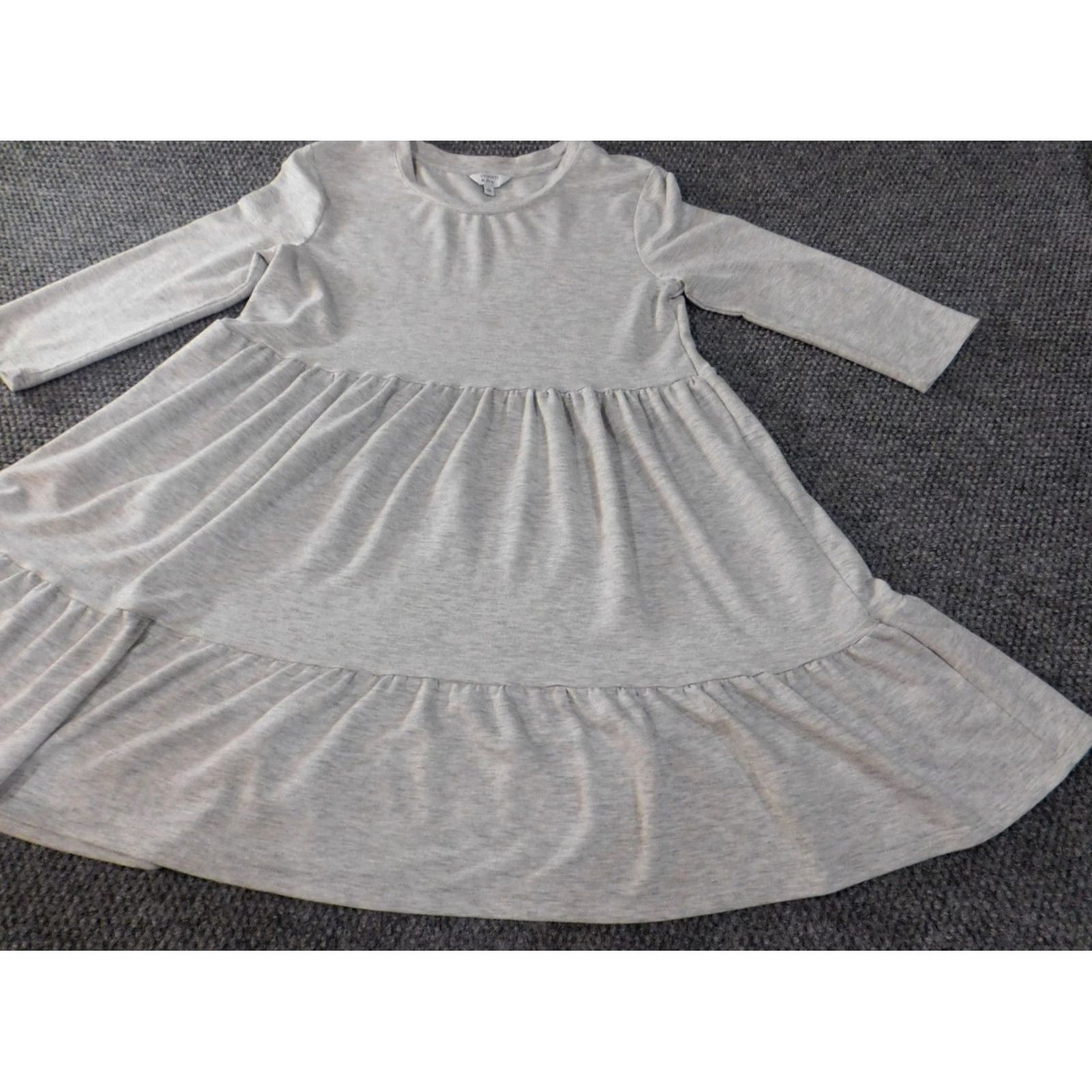 Vintage Crown & Ivy Dress Sundress A-Line Shirt Dress Knee Length Gray Womens Medium 3/4 Sleeve Bell Strap Rayon Polyester Stretch Casual Vintage No Size M / US 6-8 / IT 42-44 - 3 Thumbnail