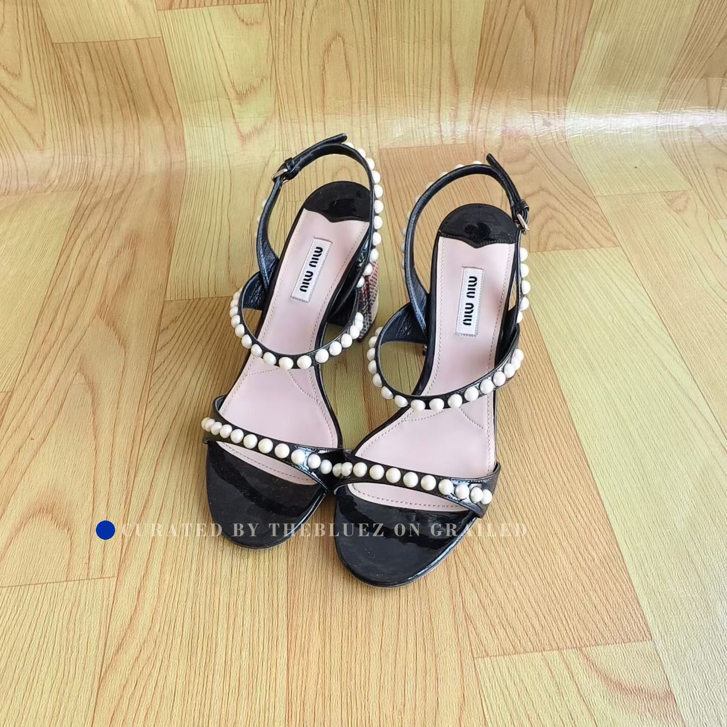 Miu Miu Miu Miu Pearl Block Heel Sandals Size US 6.5 / IT 36.5 - 1 Thumbnail