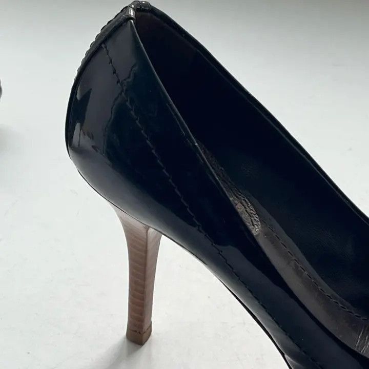 Louis Vuitton Louis Vuitton Black Checkered Peep-Toe Heels -2508 Size US 4 / IT 34 - 7 Thumbnail