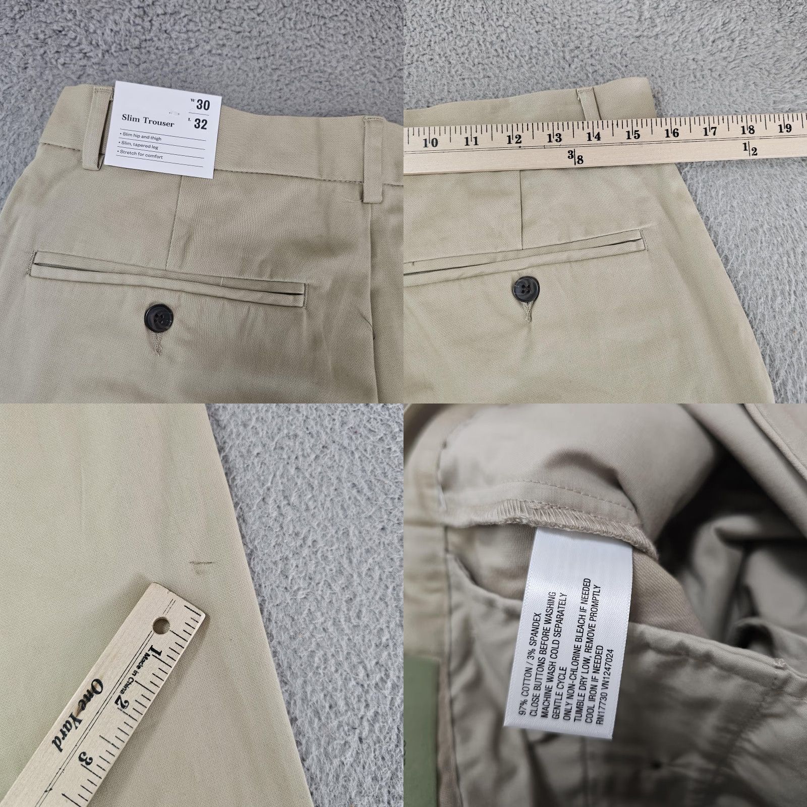 Vintage Goodfellow & Co Pants Slim Chino Beige Khaki Mens 30x29 Stretch Cotton Spandex Flat Front Zip Pockets Tapered Modern Casual Size US 30 / EU 46 - 8 Thumbnail