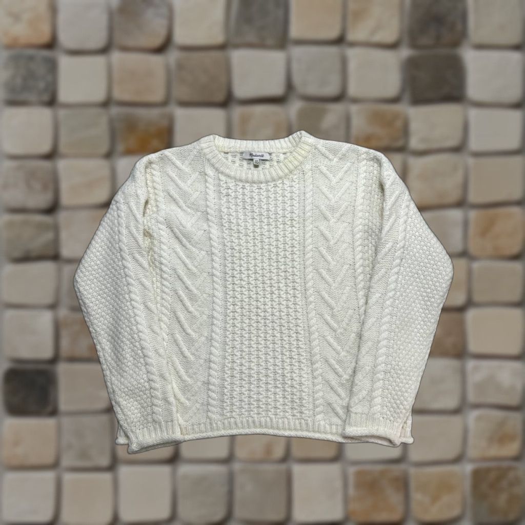 Madewell Madewell Cable Knit Oversized Sweater Womens XXS Beige Merino Wool Textural Cozy Pullover Size XXS / US 00 / IT 34 - 1 Thumbnail