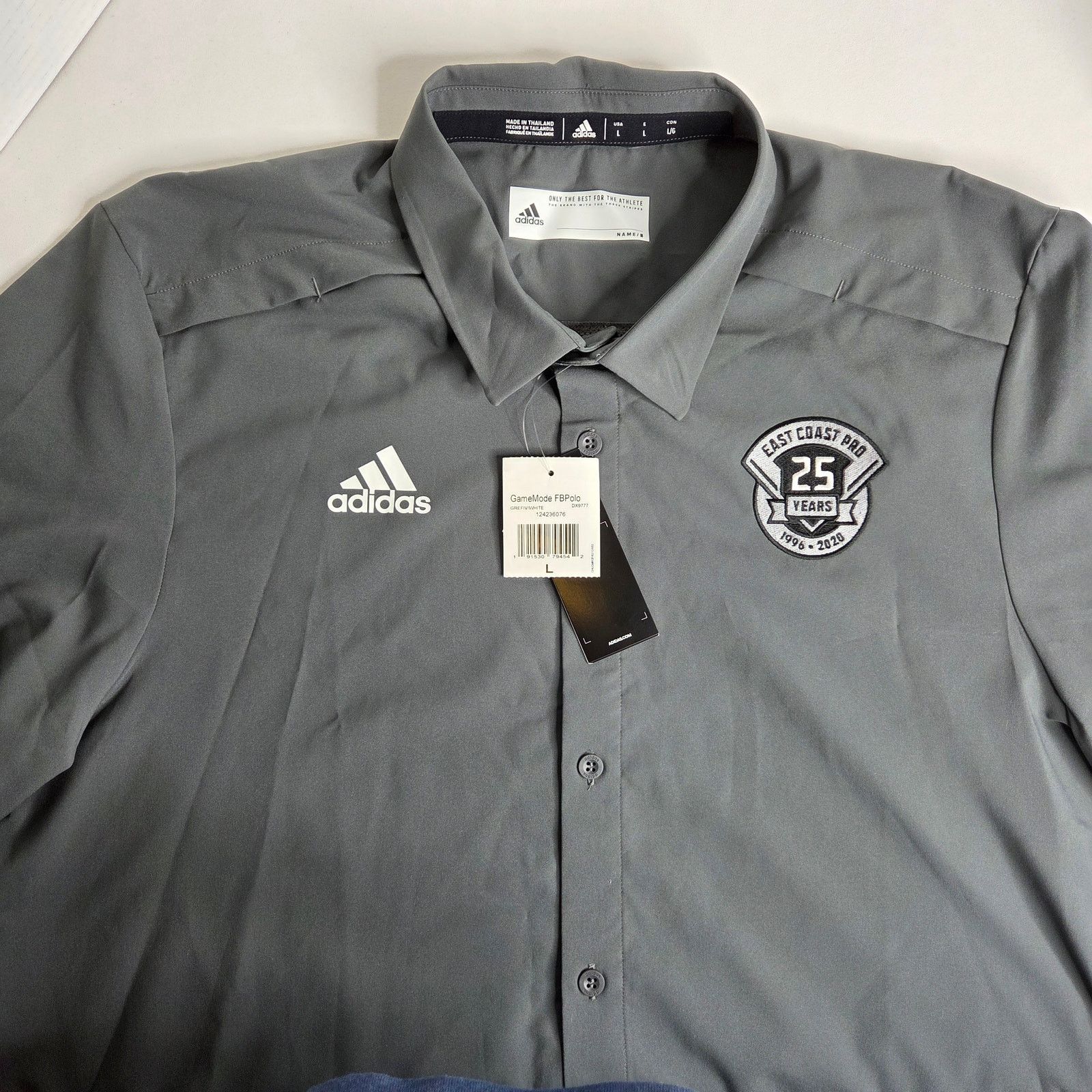Adidas Men's Addias Gray East Coast Pro Button Down Polo Size US L / EU 52-54 / 3 - 3 Thumbnail