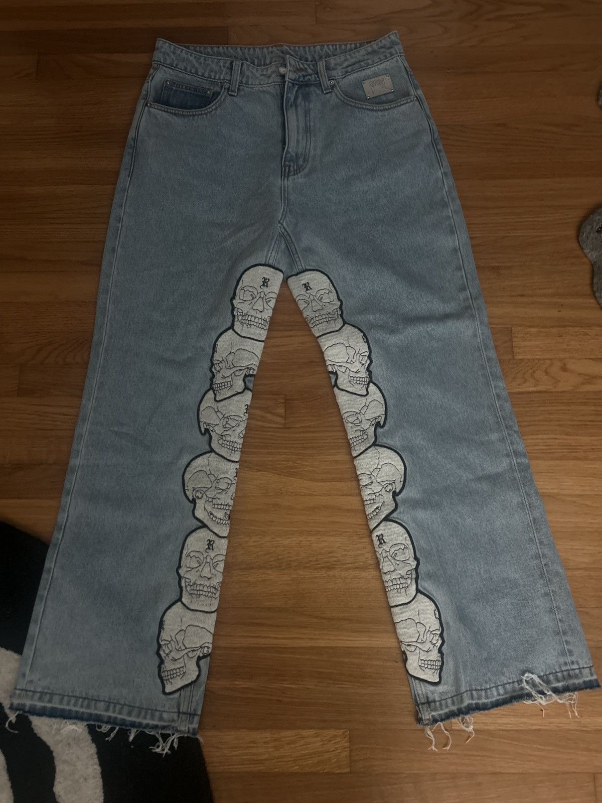 Revenge Skull Patch Denim Pants Size US 32 / EU 48 - 1 Thumbnail
