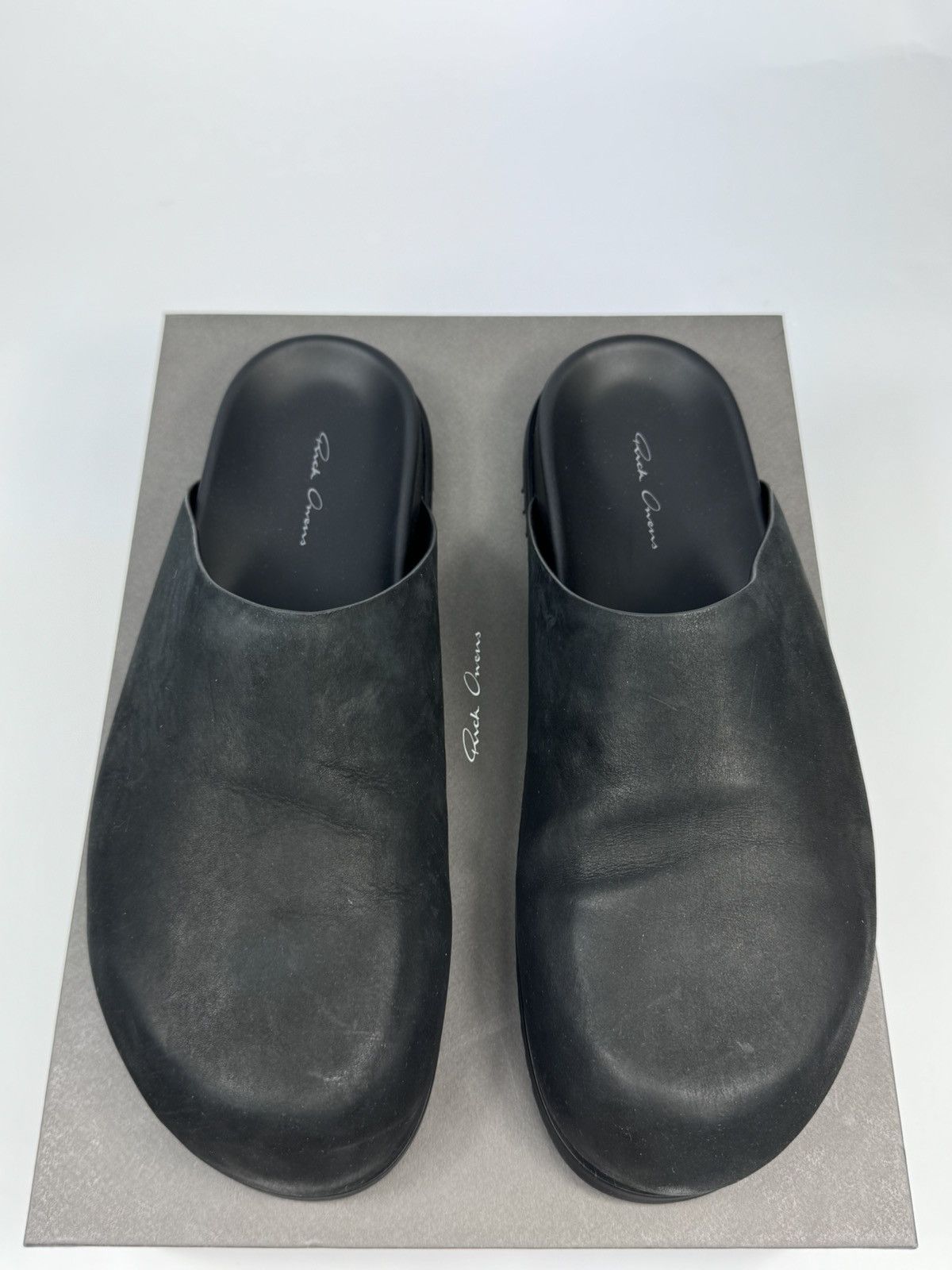 Rick Owens BLACK LEATHER SLIP ON MULES Size US 10 / EU 43 - 3 Thumbnail