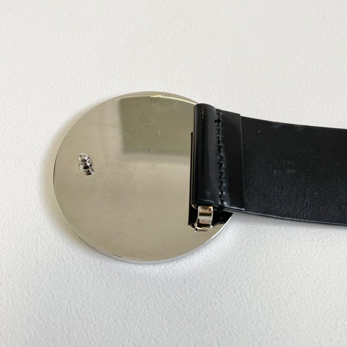 Dior Round Metal Buckle Black Leather Belt Size ONE SIZE - 10 Thumbnail