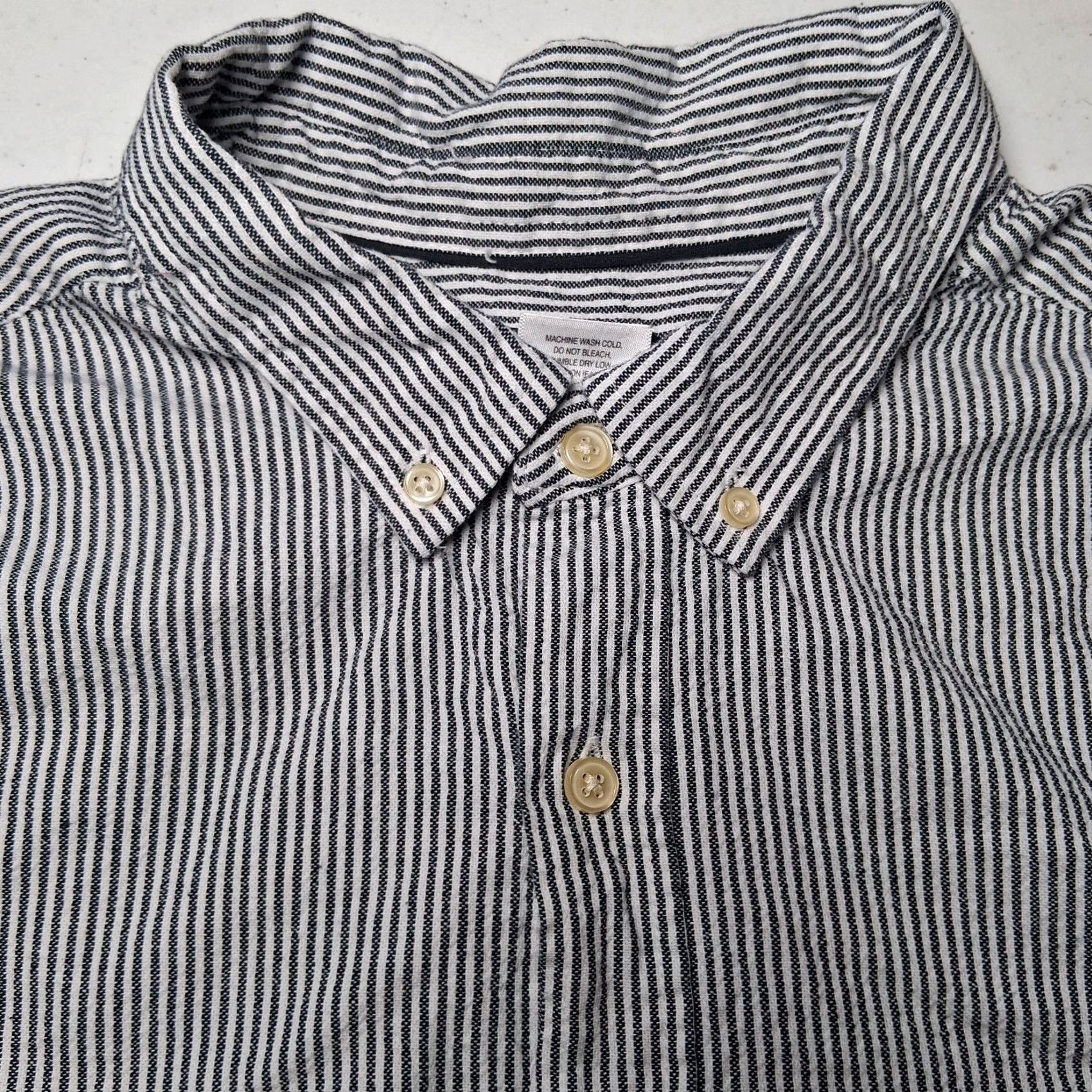 Basic Editions VINTAGE Basic Editions Hickory Stripe Shirt Men XL Button-Down Black Long Sleeve Size US XL / EU 56 / 4 - 3 Thumbnail