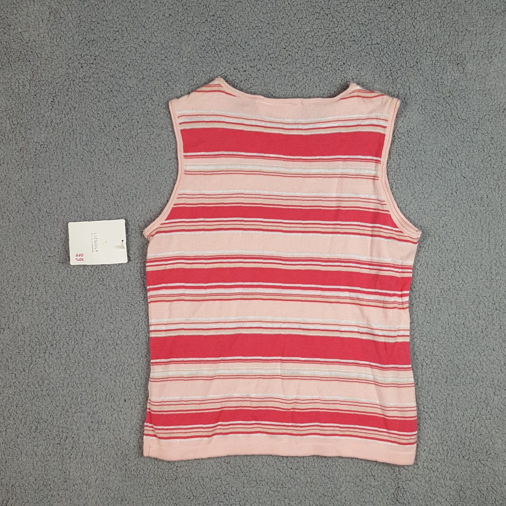 Vintage VINTAGE Lizgolf Pink Striped Knit Sleeveless Athletic Tank Top Women's Medium Retro Golf 90s Size M / US 6-8 / IT 42-44 - 2 Thumbnail