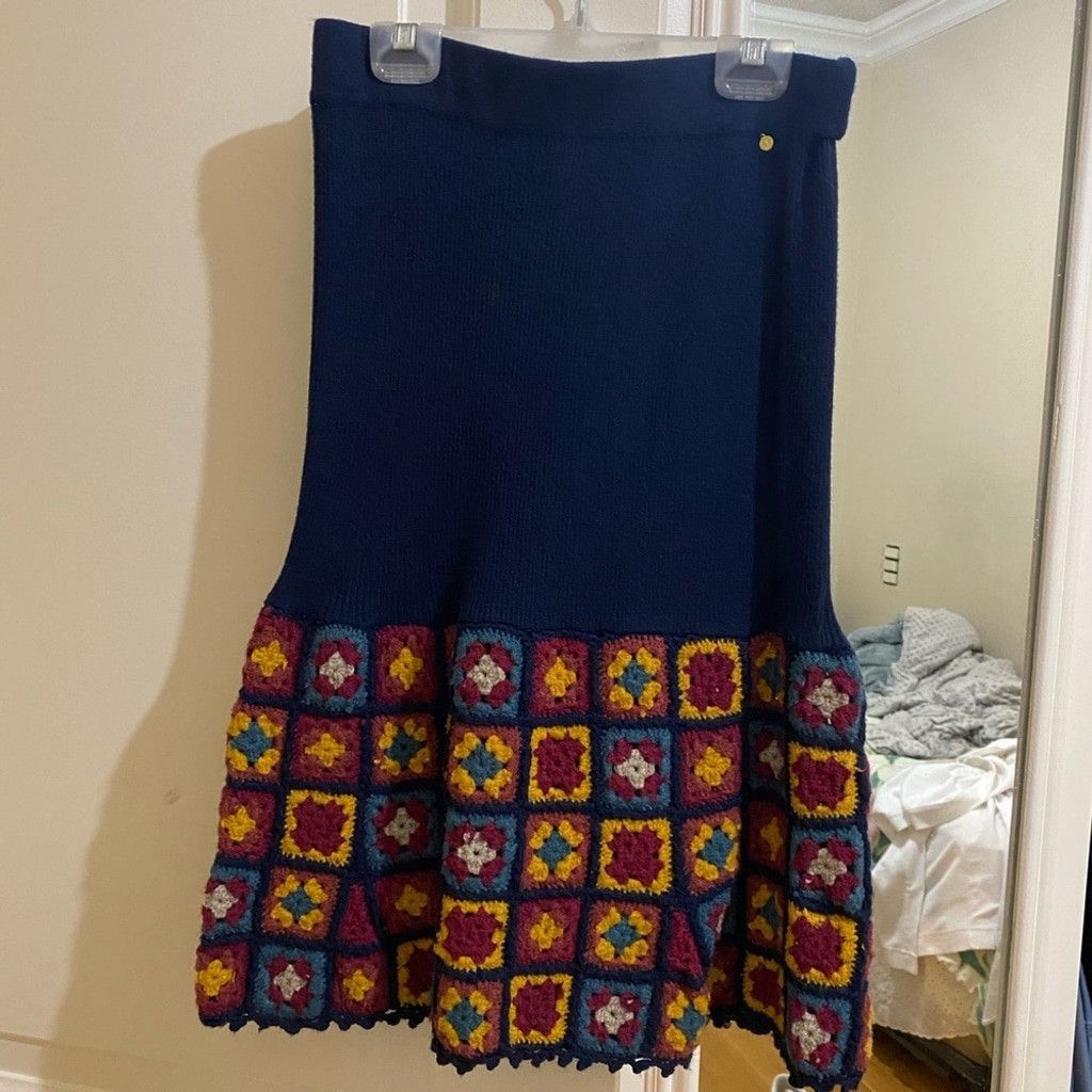 Anthropologie Anthropologie Square Floral Knit Skirt Size 26" / US 2 / IT 38 - 2 Thumbnail