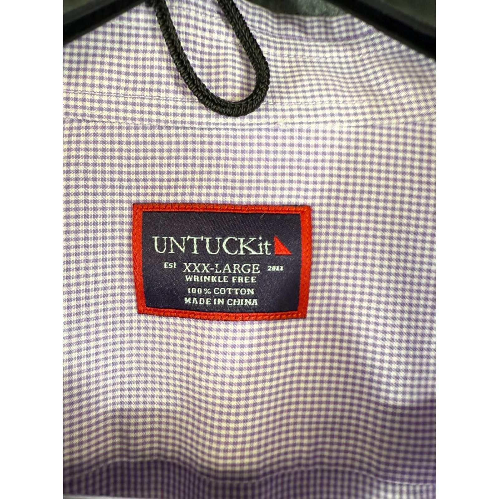 UNTUCKit UNTUCKit Shirt Mens 3XL Purple Gingham Check Wrinkle Free Button Down Long Sleeve Preppy Shirt Size US XXL / EU 58 / 5 - 6 Thumbnail