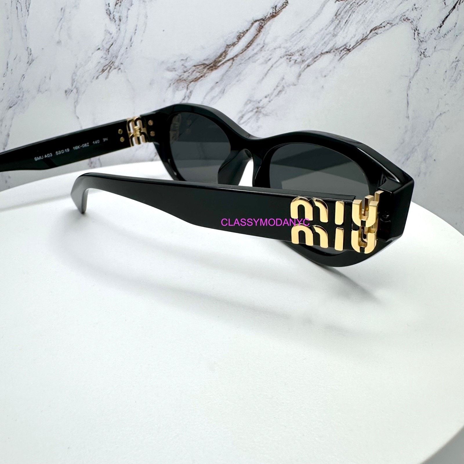 Miu Miu MIU MIU Sunglasses Black Gold Rectangle Cat Eye Authentic Size ONE SIZE - 12 Thumbnail