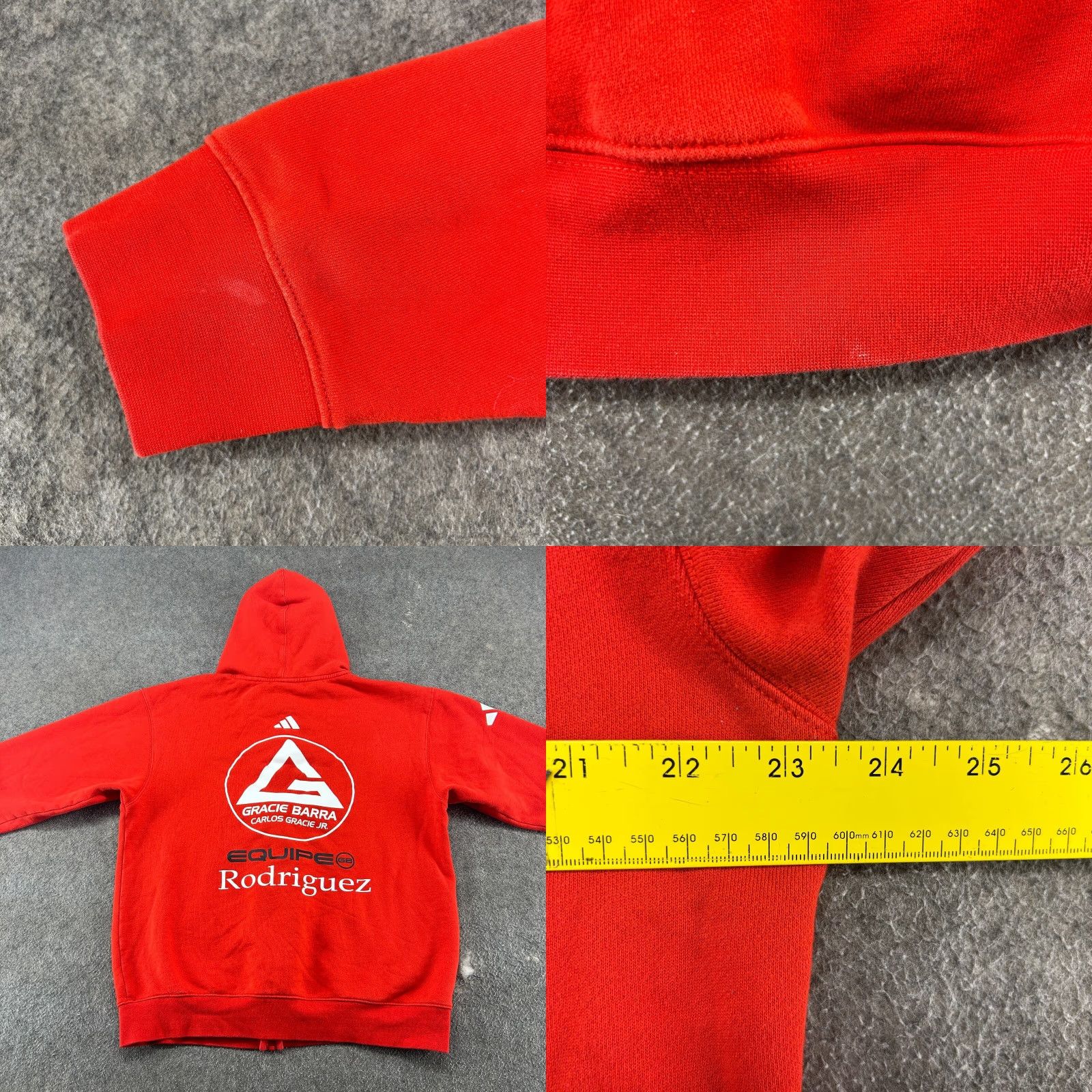 Adidas Gracie Barra Jiu Jitsu Hoodie Mens L Red Adidas Full Zip Sweatshirt Size US L / EU 52-54 / 3 - 8 Thumbnail