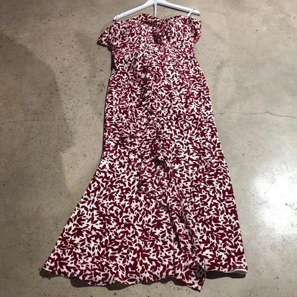 Image of Oscar De La Renta Pf/17 Strapless Silk Crepe De Chine Gown in Garnet/White, Women's (Size XL)