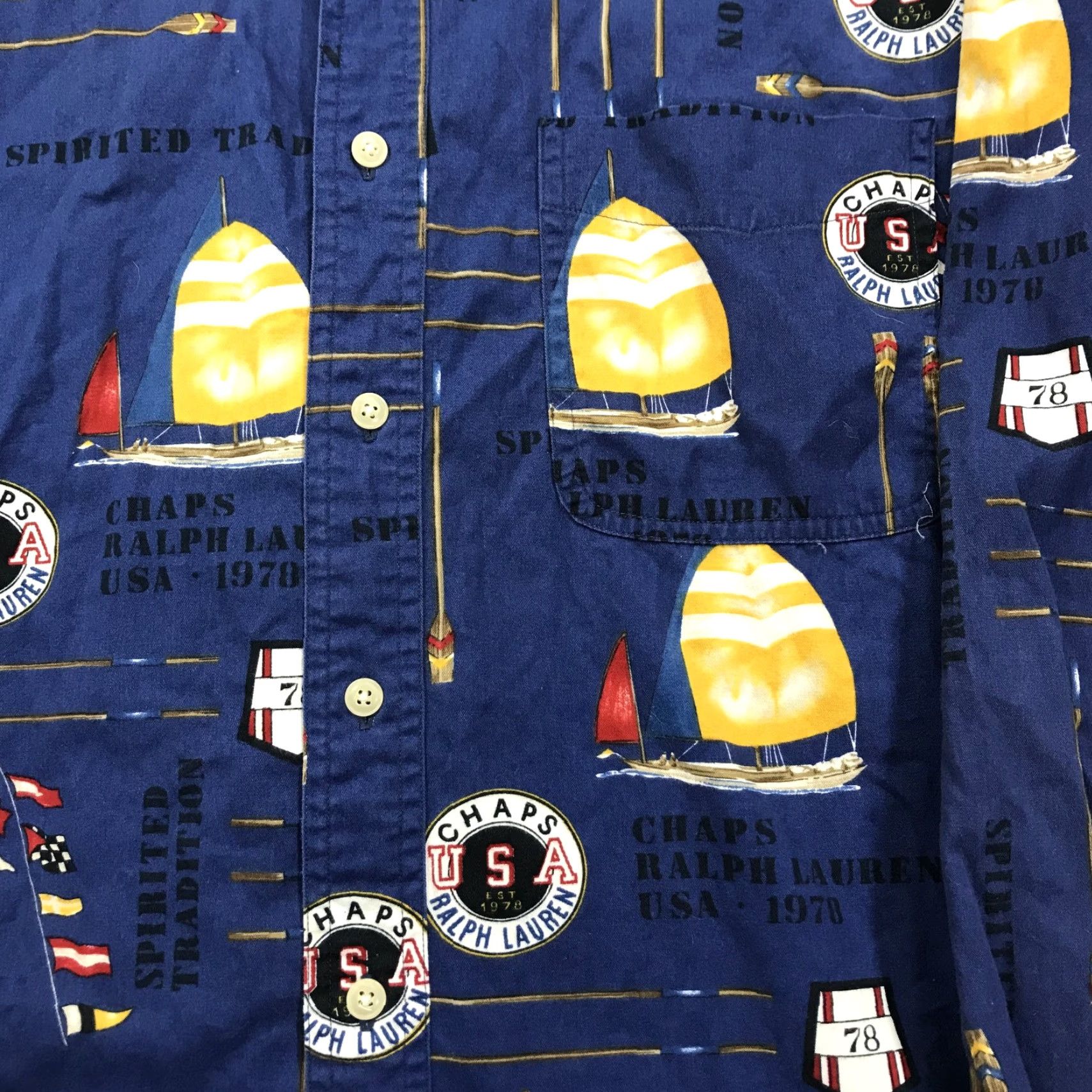 Ralph Lauren VINTAGE Ralph Lauren Shirt Mens XL Blue AOP Yachting Sailing Loud USA 90s Size US XL / EU 56 / 4 - 4 Thumbnail