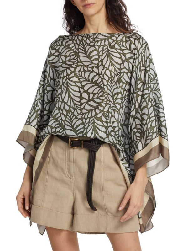 Brunello Cucinelli o1y0825 Silk Top in Multicolor Size XS / US 0-2 / IT 36-38 - 1 Thumbnail