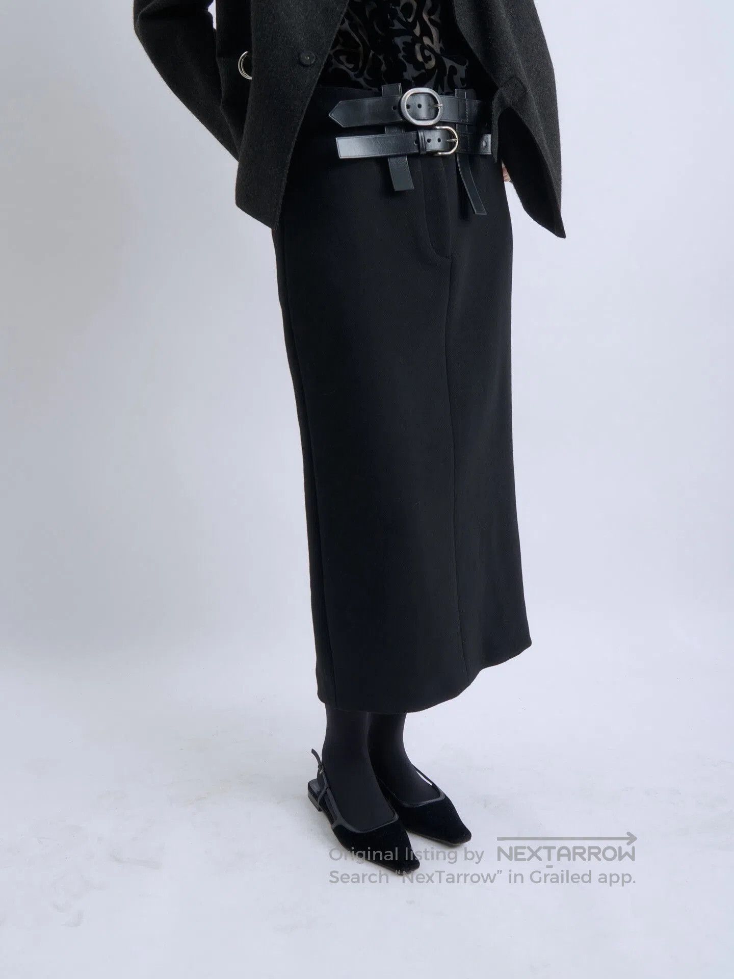 Tom Ford Tom Ford Double Belt Wool Midi Skirt. Size 31" - 3 Thumbnail