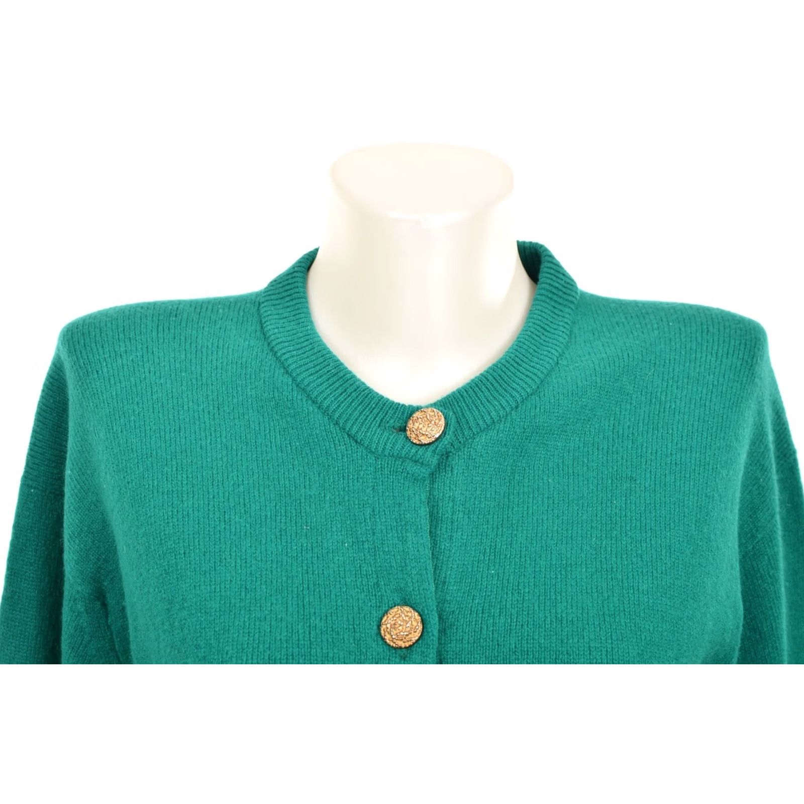 Johnstons Of Elgin DDP Johnstons of Elgin Womens Green Cardigan Sweater XL Size 42" / 107 cm 20.87" Chest 65 cm Back Length Cardigan Womens Green Knit Sweater Size XL / US 12-14 / IT 48-50 - 2 Thumbnail