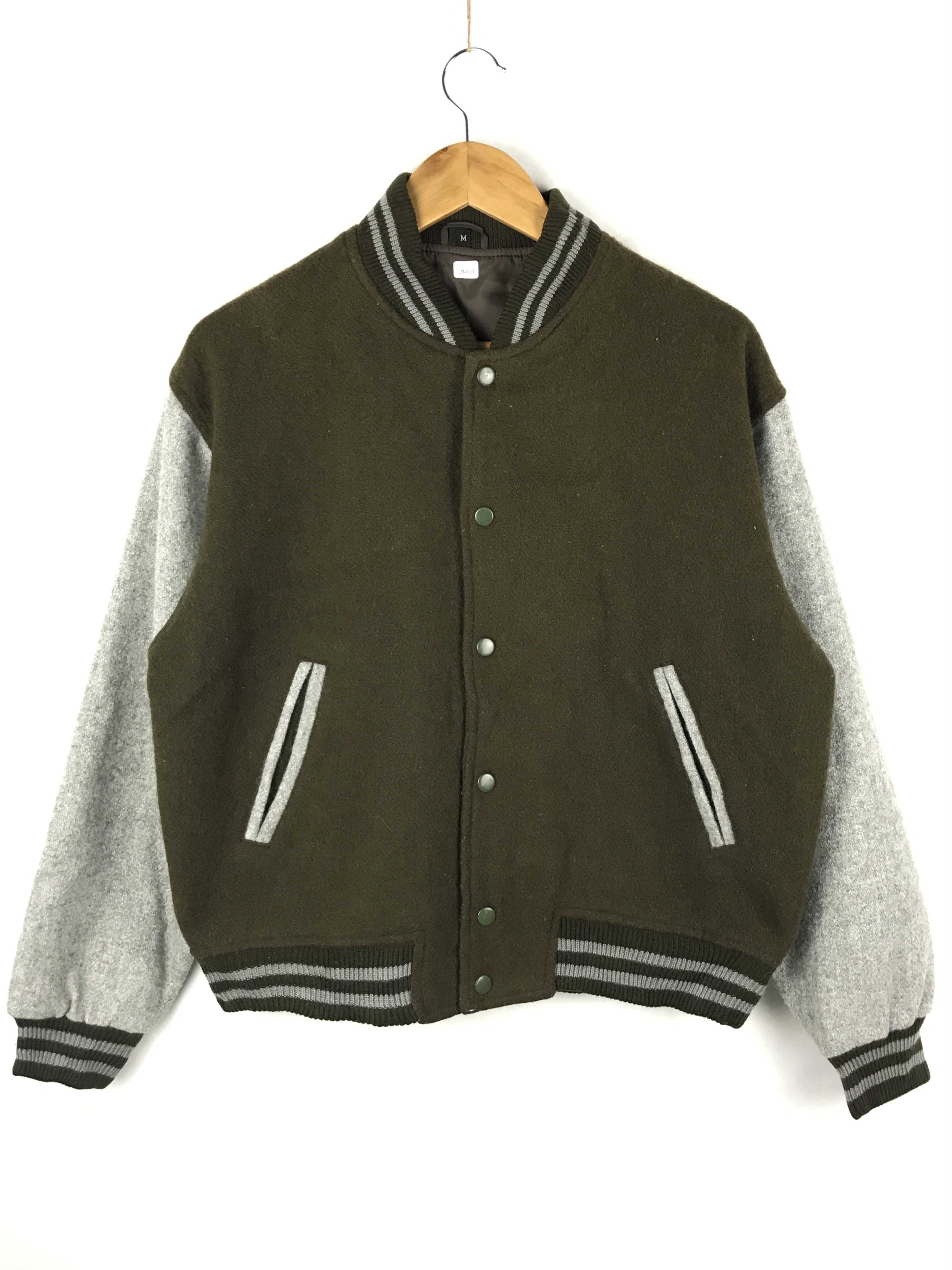 image of Unbrnd x Varsity Jacket Vintage Unbrand Varsity Jacket in Dark Green, Men's (Size Small)