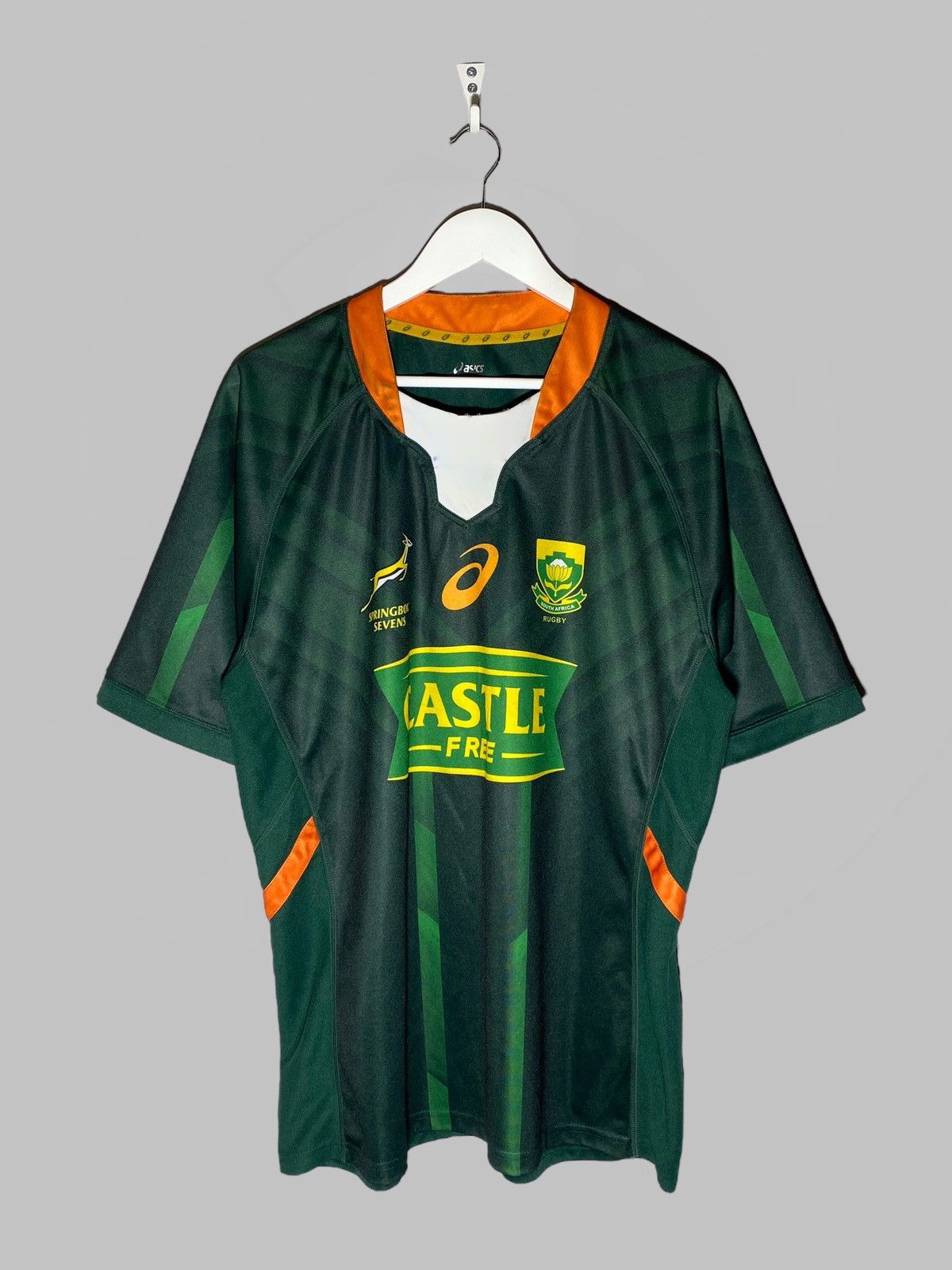 Asics South Africa Springbok Sevens Rugby Jersey Size US XL / EU 56 / 4 - 1 Thumbnail