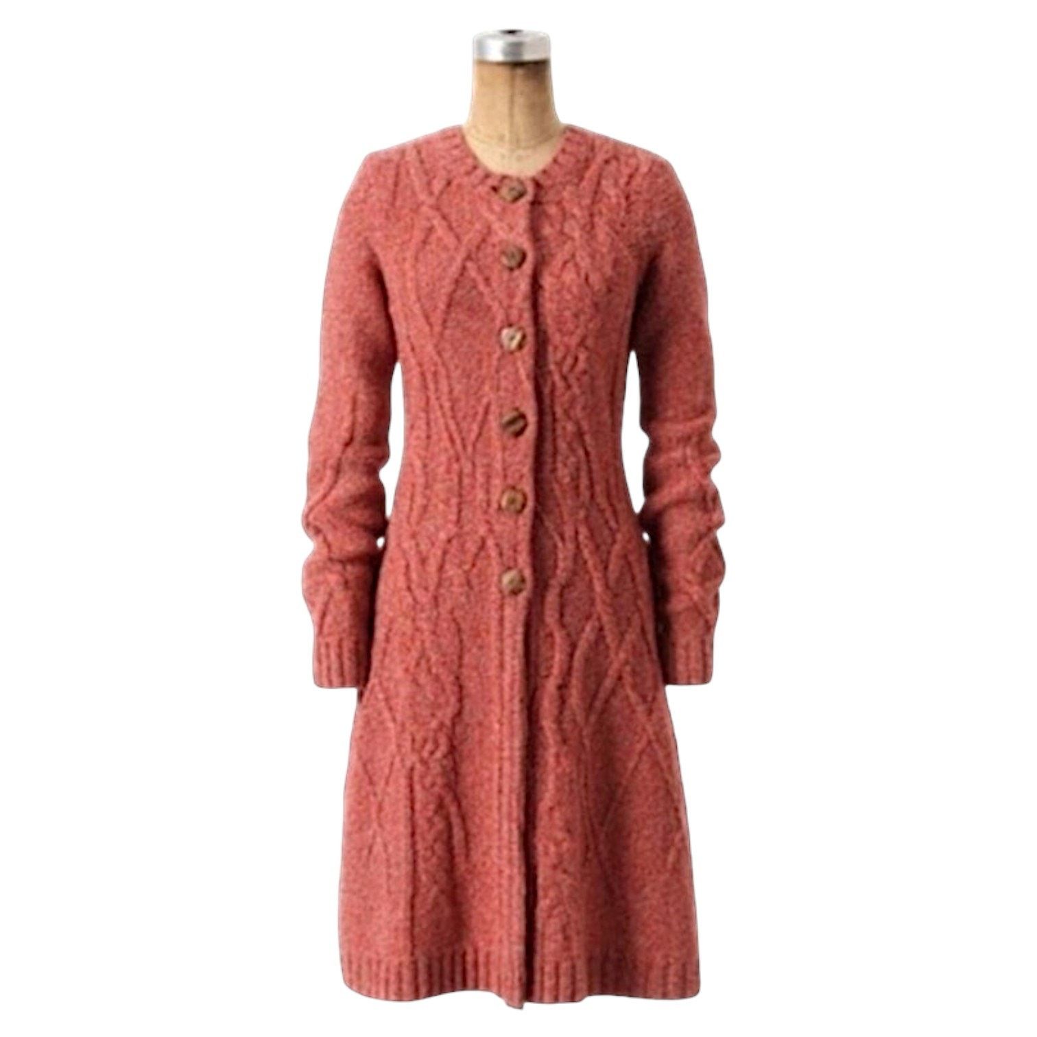 Anthropology Red/Orange Cardigan Sweater Size M