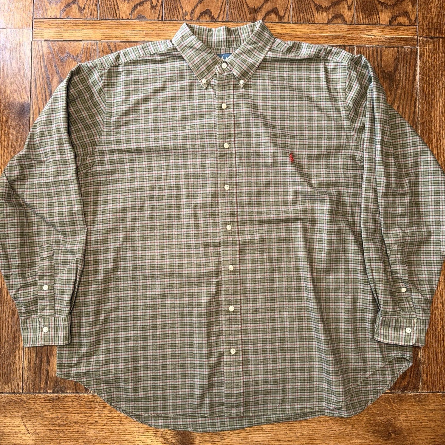 Polo Ralph Lauren Polo Ralph Lauren Shirt Plaid Oxford Classic Fit Green Red 2XB Big Mens Button-Down All Seasons Size US XXL / EU 58 / 5 - 2 Thumbnail