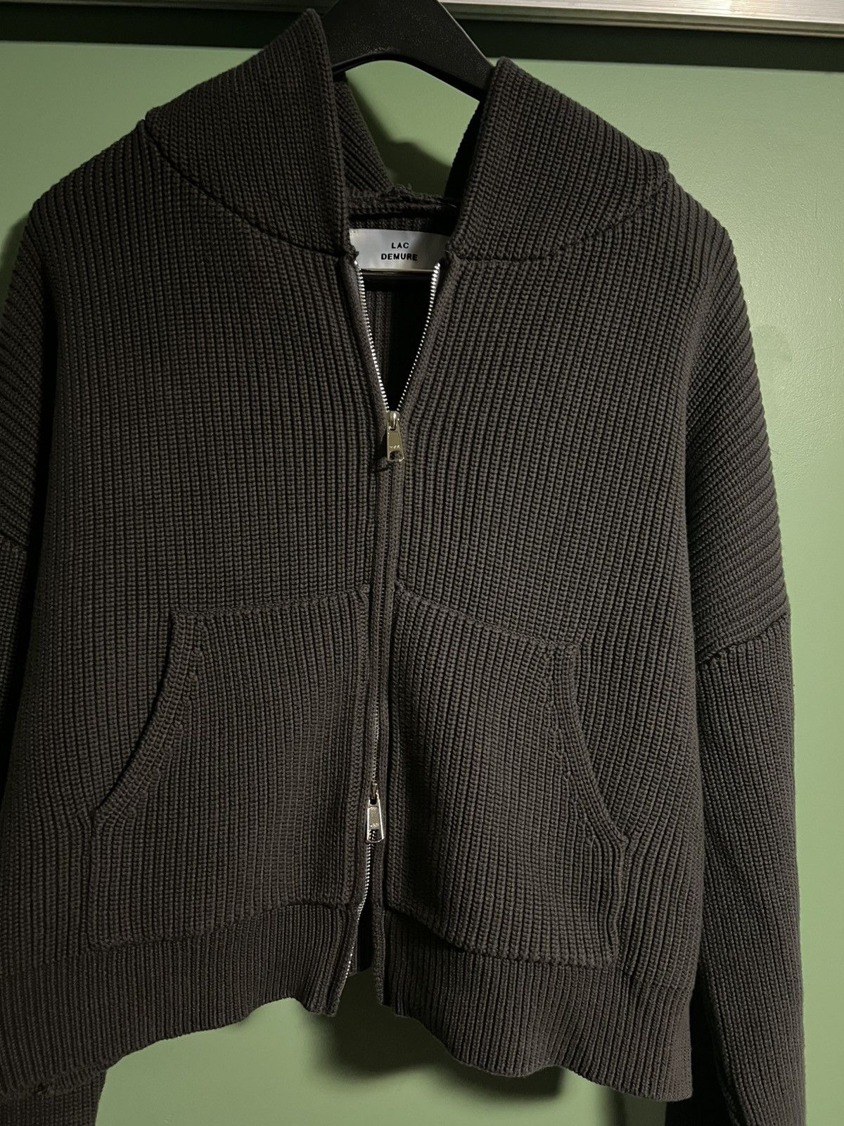 Lac Demure "GRAPHITE" CROPPED KNITTED FISHERMAN ZIP HOODIE Size US L / EU 52-54 / 3 - 3 Thumbnail