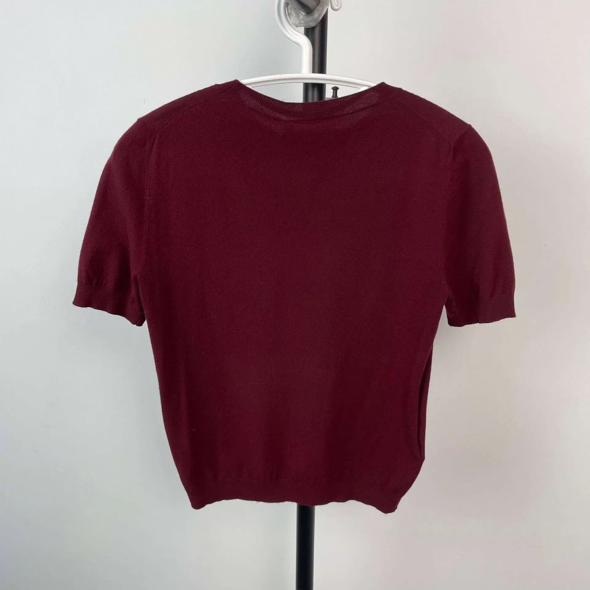 Miu Miu MIU MIU women's burgundy knit short sleeve size 38 Size XS / US 0-2 / IT 36-38 - 2 Thumbnail